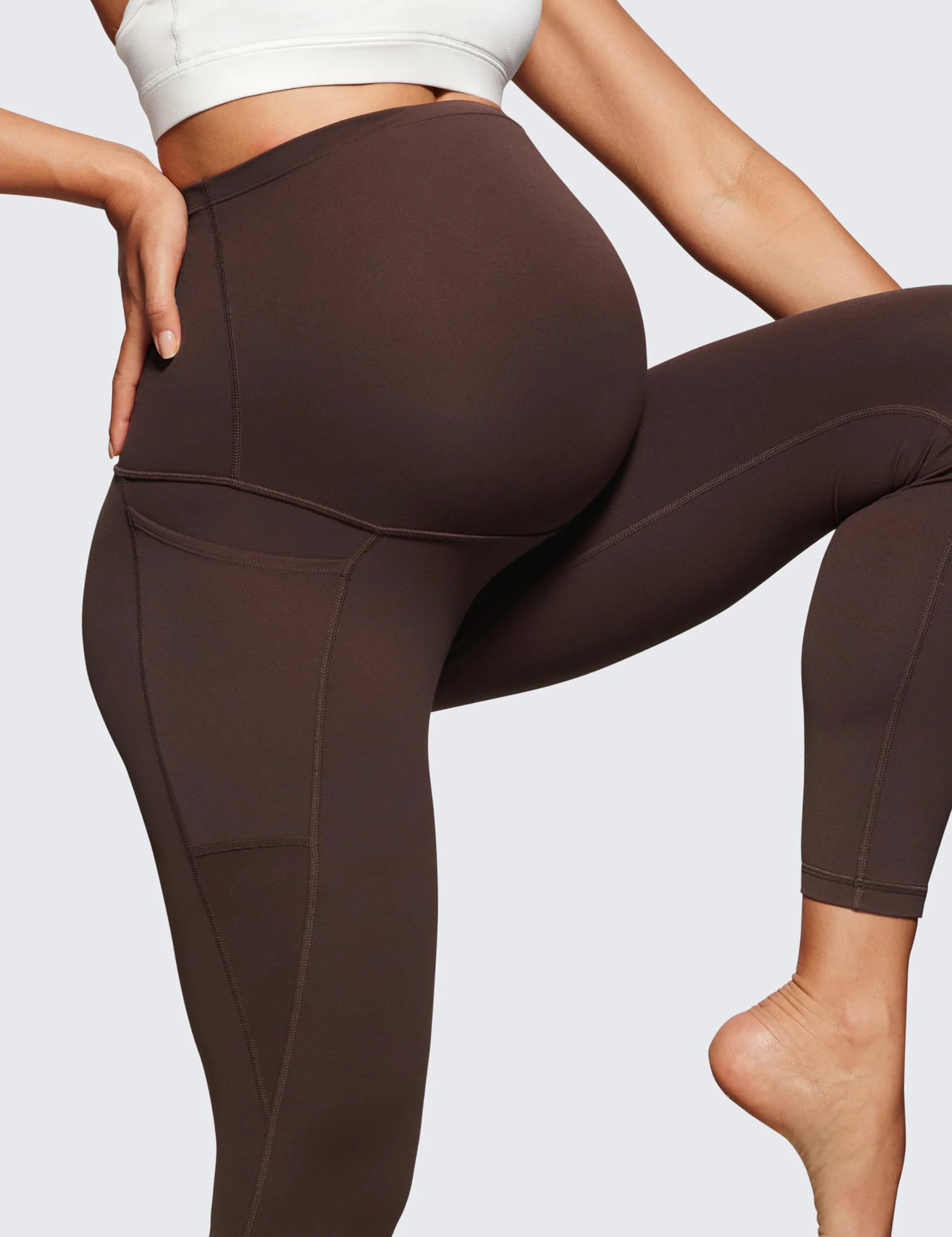 CRZ YOGA Damskie legginsy ciążowe Butterluxe z kieszeniami 25 cali spodnie do ćwiczeń i jogi