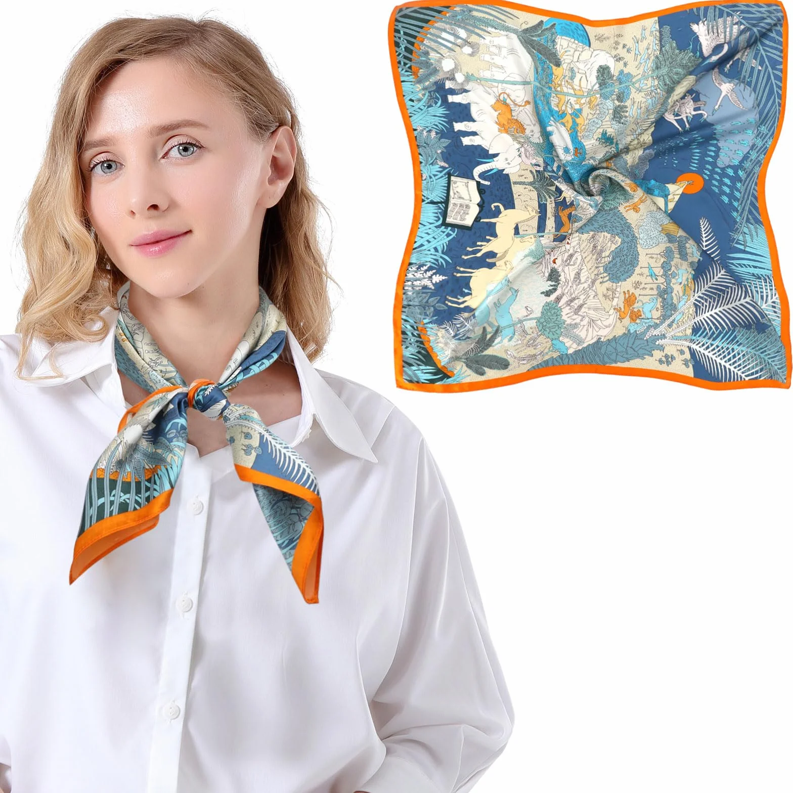 Jedwabny szalik 100% jedwab morwowy 68 cm kwadratowy bandana na głowę szyję