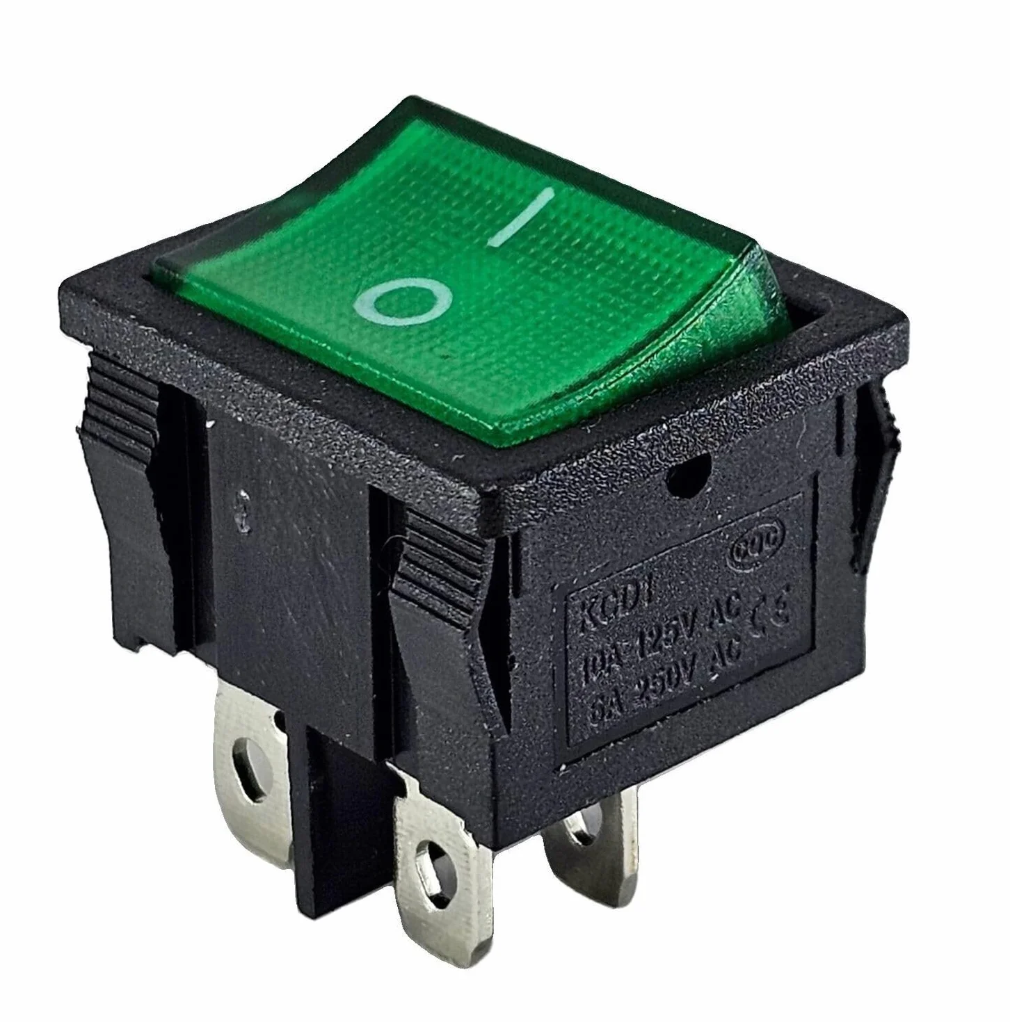 Przełącznik kołyskowy zielony przełącznik kołyskowy 4 pin 6A 250 VAC przełącznik urządzenia, wymiary ramy ok. 21 x 24 mm, podświetlany