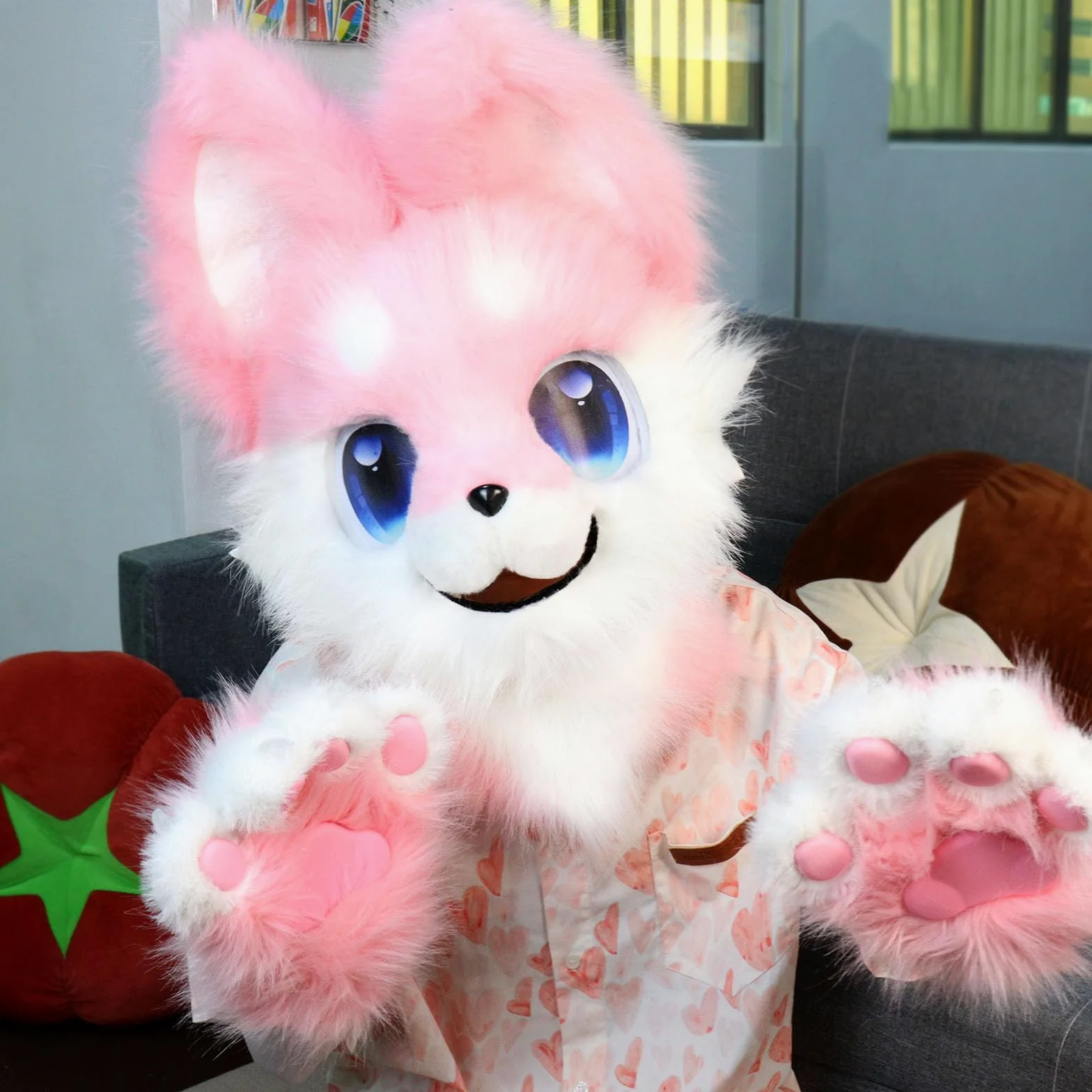 Maska na głowę zwierzęcia, futrzany kombinezon, pluszowy pies, lis, maski, na imprezy halloweenowe, cosplay, akcesoria do kostiumu
