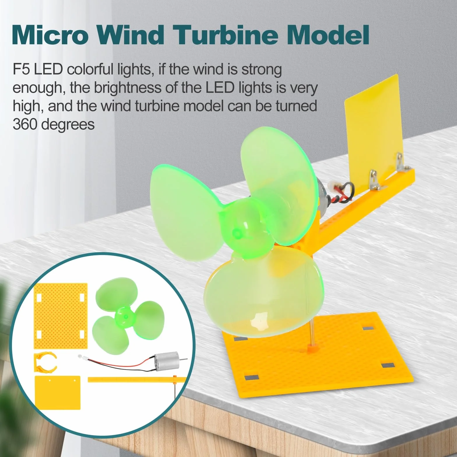 Jadeshay Turbina wiatrowa Wentylator wiatrowy Zabawka mikro generator energii wiatrowej Zestaw mały silnik o stałym prądzie z ostrzami do montażu DIY zestawy projektów elektrycznych 0,01 V-24V