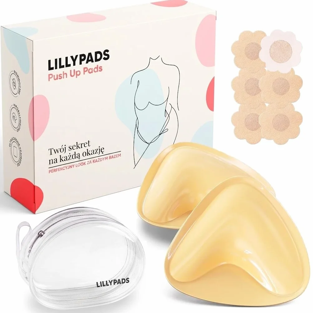 Push Up Pads – samoprzylepne wkładki do biustonosza dla efektu push-up – samoprzylepny biustonosz – wielokrotnego użytku do dużych i małych piersi – lepkie silikonowe wkładki do biustonosza