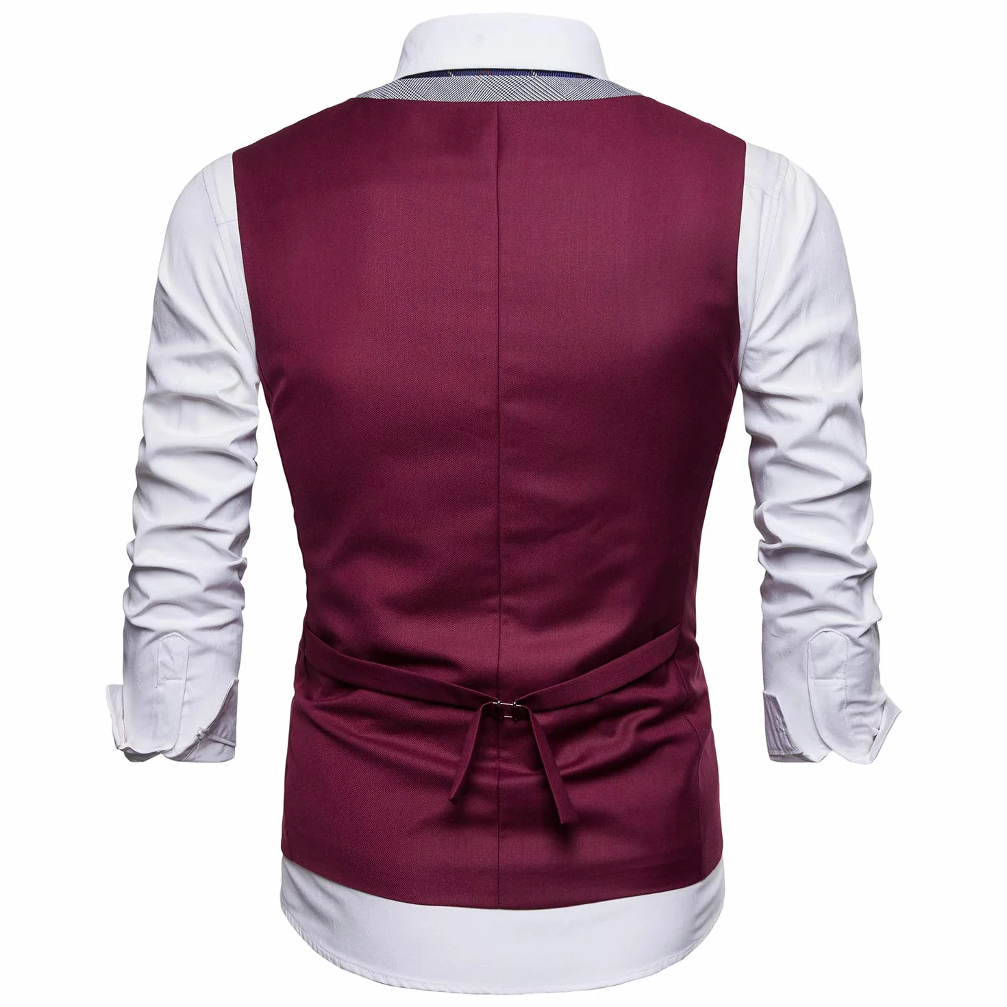 Męska kamizelka garniturowa Slim Fit Business Wedding w kratkę kamizelka garniturowa, czerwony, M