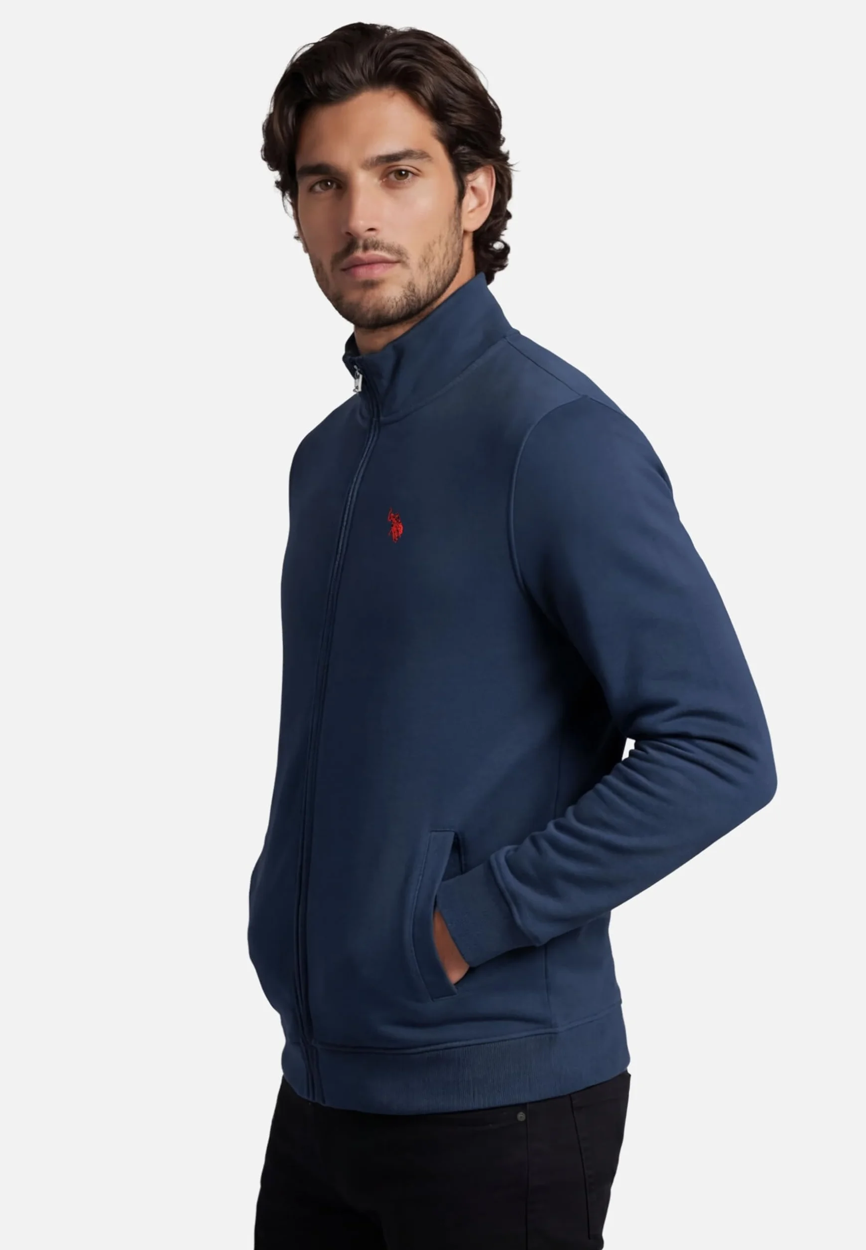 U.S. POLO ASSN. Męska bluza bawełniana z długim rękawem stójką P020
