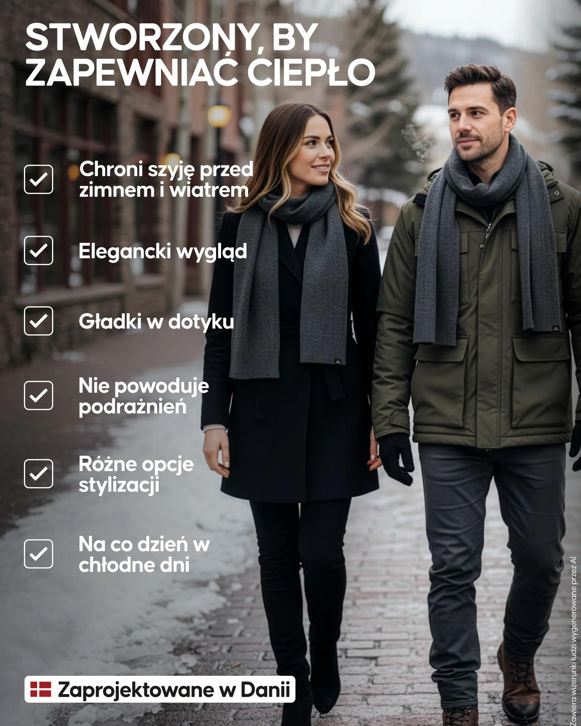 DANISH ENDURANCE Szalik z Wełny Merino Najwyższej Jakości, Miękki, Ciepły Szalik, na Zimę, dla Mężczyzn i Kobiet