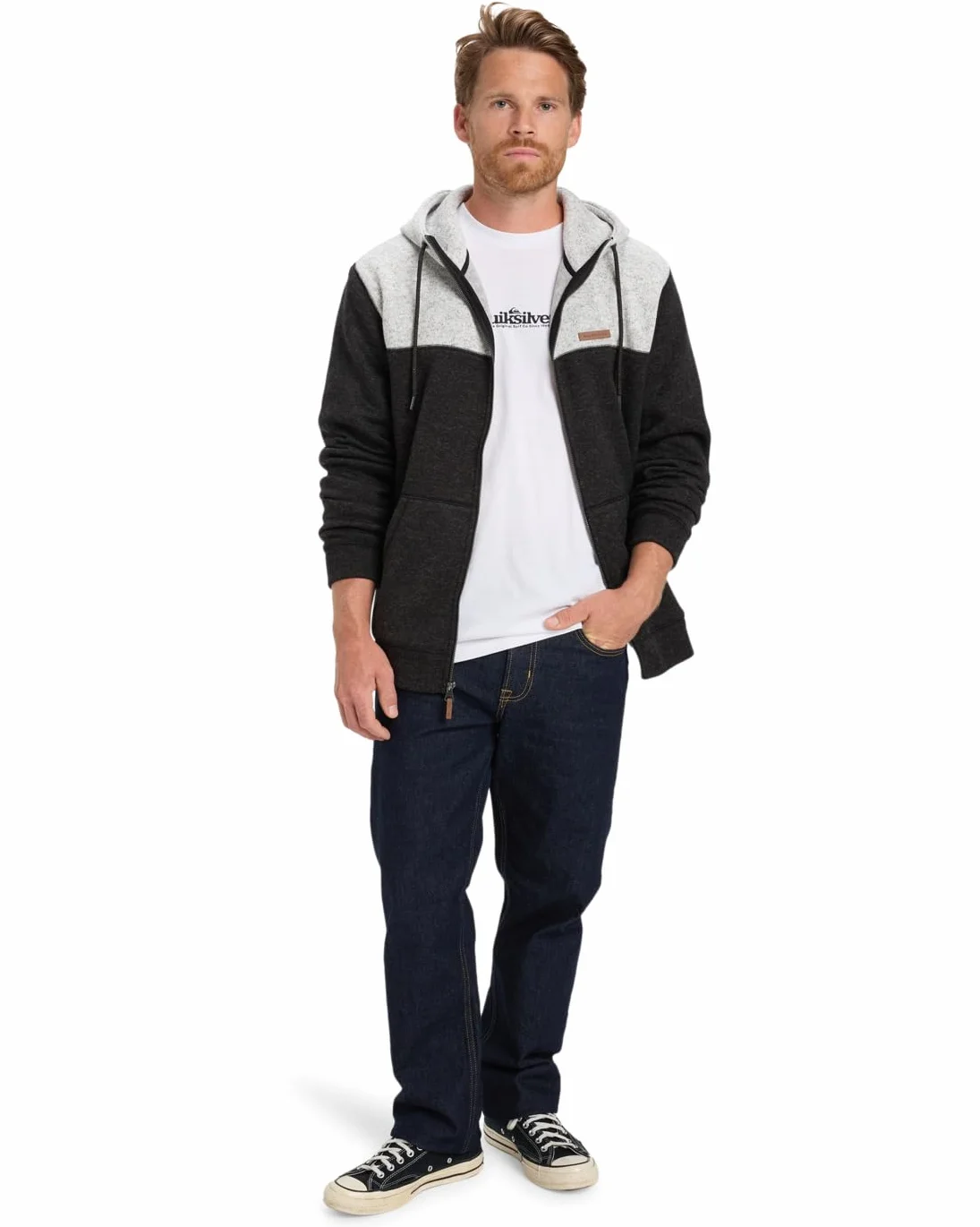 Quiksilver Keller Block Zip Sweter Polarowy Czarny L