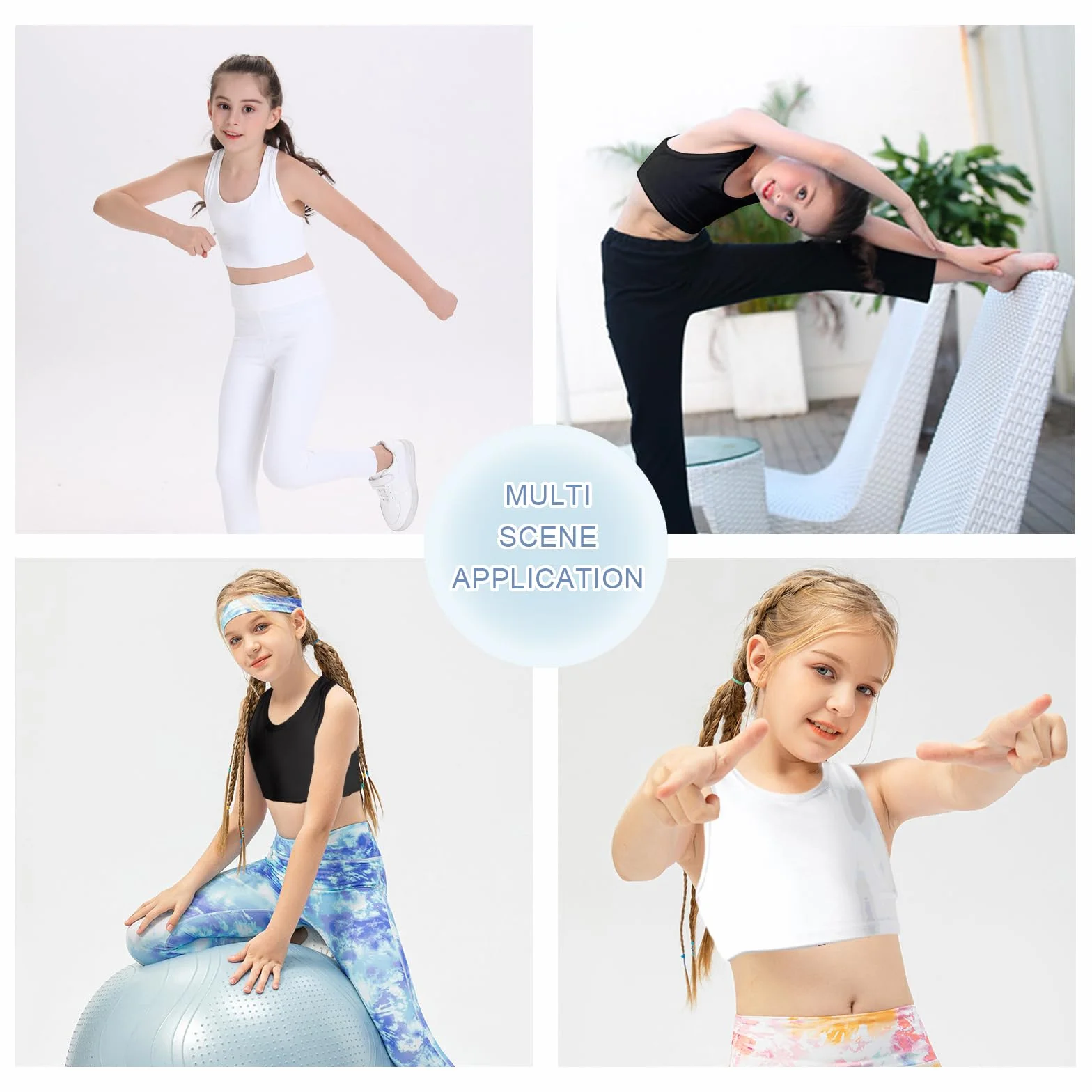 4-pak biustonoszy typu Crop Top dla dziewczynek, miękki, wygodny bawełniany biustonosz sportowy dla dzieci, bielizna, nieusztywniany biustonosz treningowy, biustonosz typu Crop Top dla dziewczynek,
