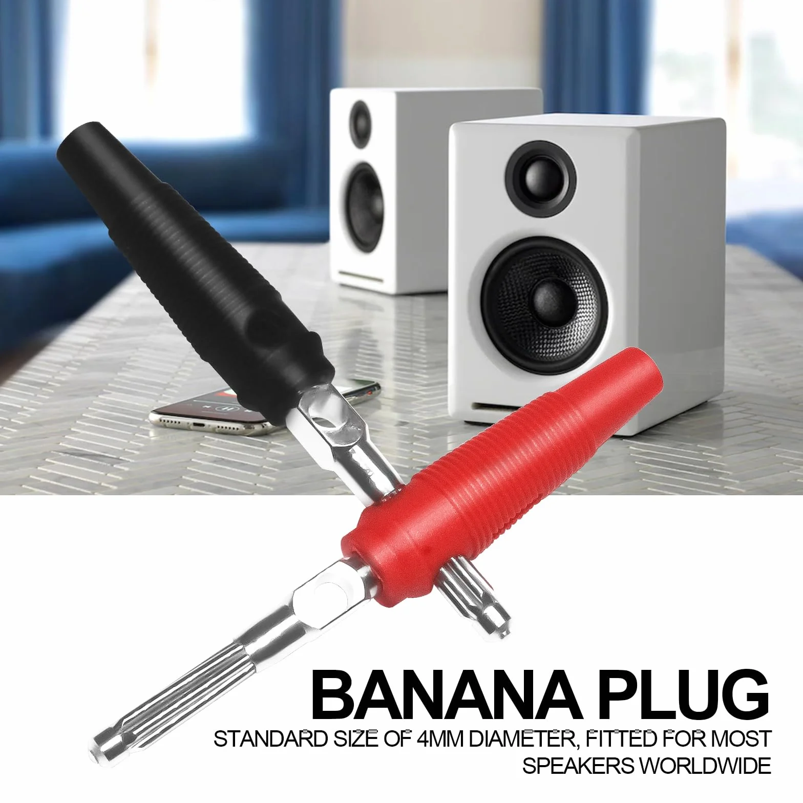 12 sztuk wtyków bananowych 4 mm, wtyk bananowy 32 A, pozłacany typ lutowania, adapter wysokiego prądu do przewodów pomiarowych multimetru, czerwony i czarny