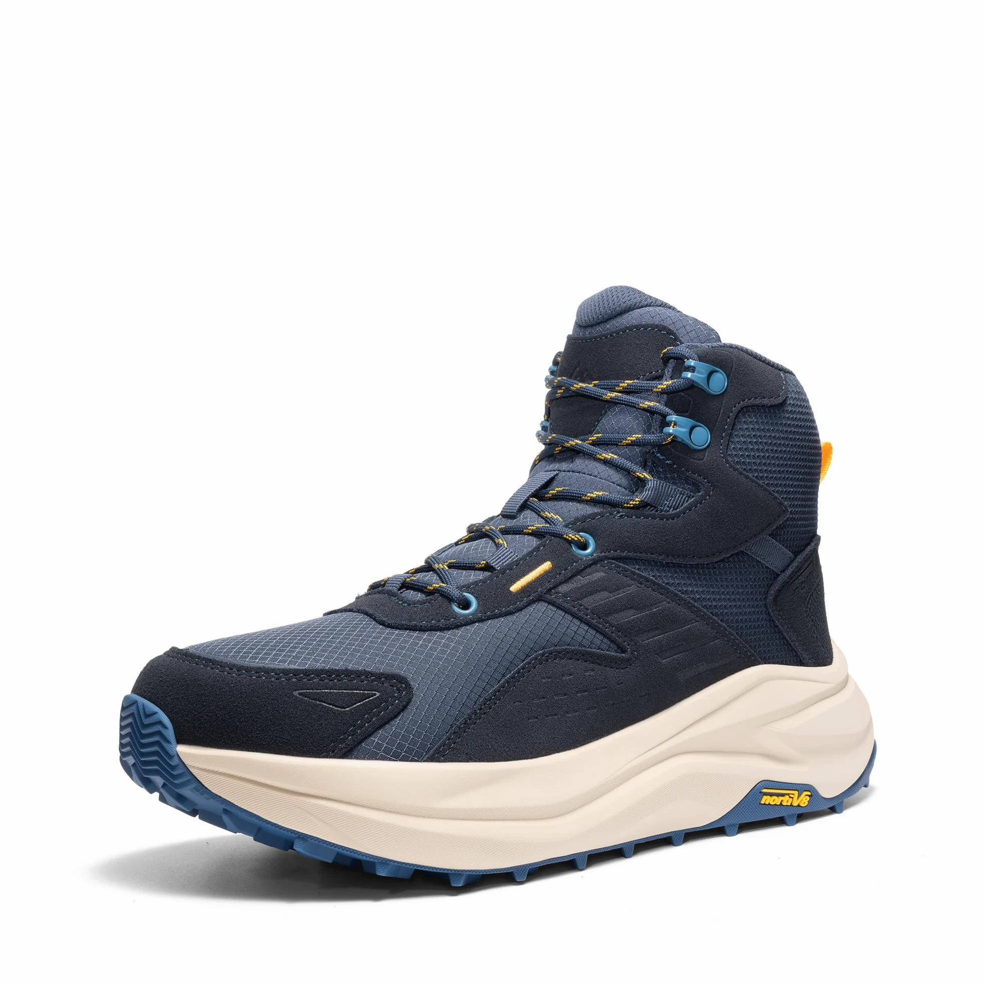 NORTIV 8 Męskie wodoodporne buty górskie z szerokim noskiem, buty trekkingowe z antypoślizgową gumową wkładką, na wędrówki, kemping, granatowy, 10.5
