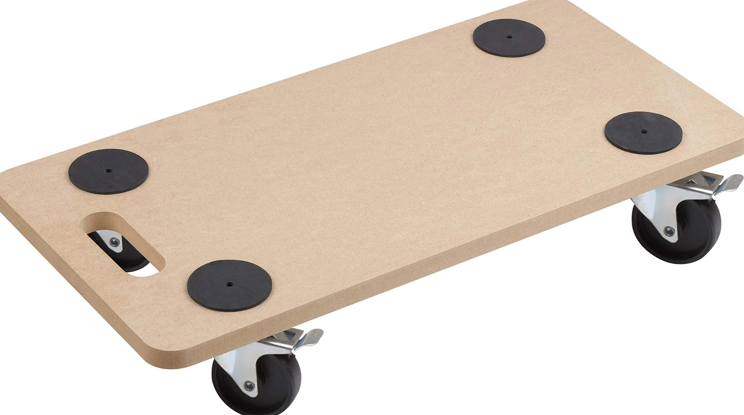 Metafranc Wózek transportowy 590 x 290 mm – nośność 200 kg – płyta MDF – kółka PP/kółka meblowe z hamulcem/pomoc w transporcie/wózek do transportu mebli/wózek do transportu skrzynek z drewna / 821400