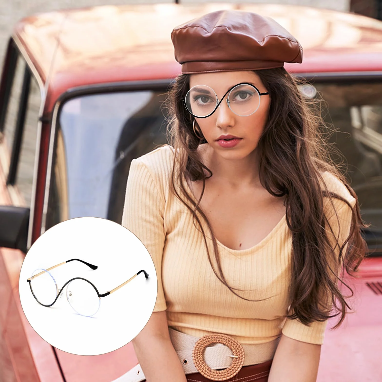 Elphaba Cosplay Eyewear okrągłe okulary z organizerem, okulary Elphaba, kostium czarownicy, akcesoria na Halloween