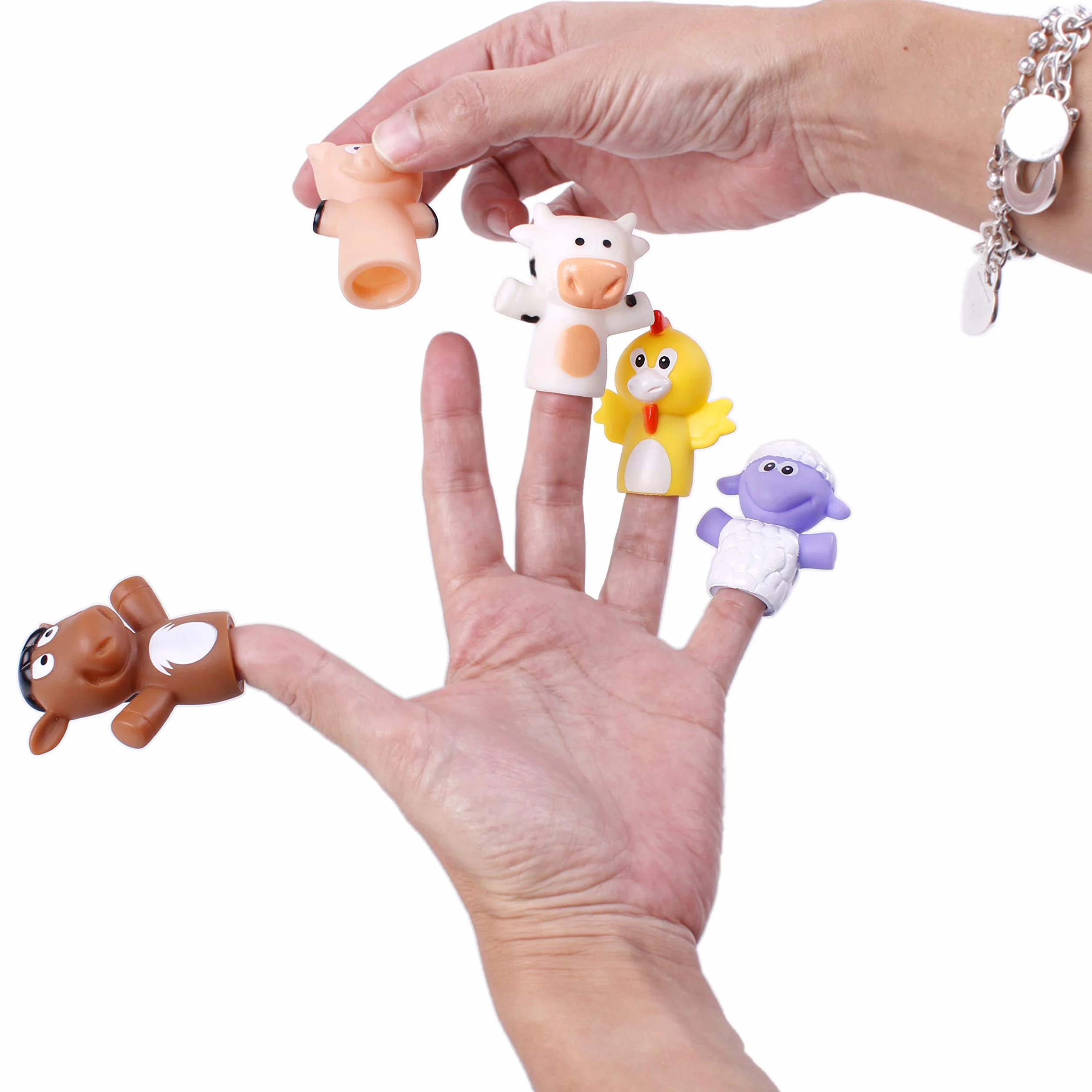 Marionetki na Palce dla dzieci i niemowląt | 5 Zwierząt Gospodarskich | Kukiełki z PVC bez BPA | Zabawki do wanny | Lalki na Dłonie, Bajki