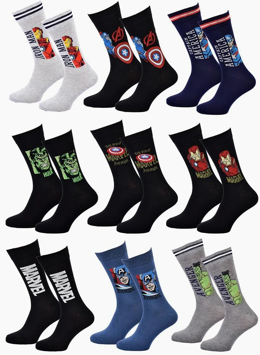 OZABI Skarpety męskie MARVEL AVENGERS, Opakowanie 9 par MARV24, 39-42 EU