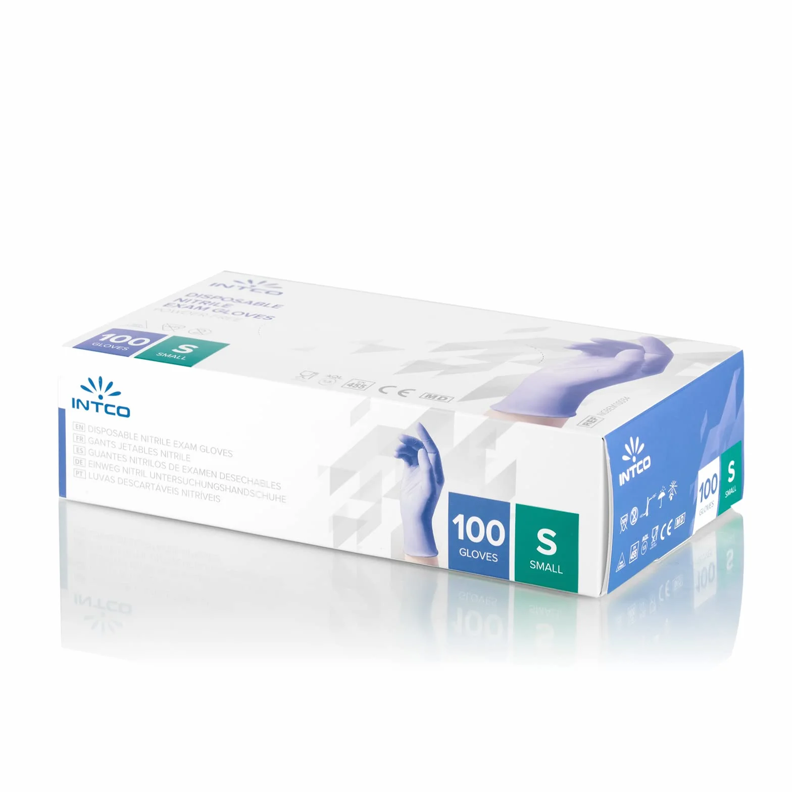 INTCO Rękawice nitrylowe fioletowe – jakość premium produkty medyczne certyfikowane dla dentystów i dentystów – 100 sztuk (100, S)