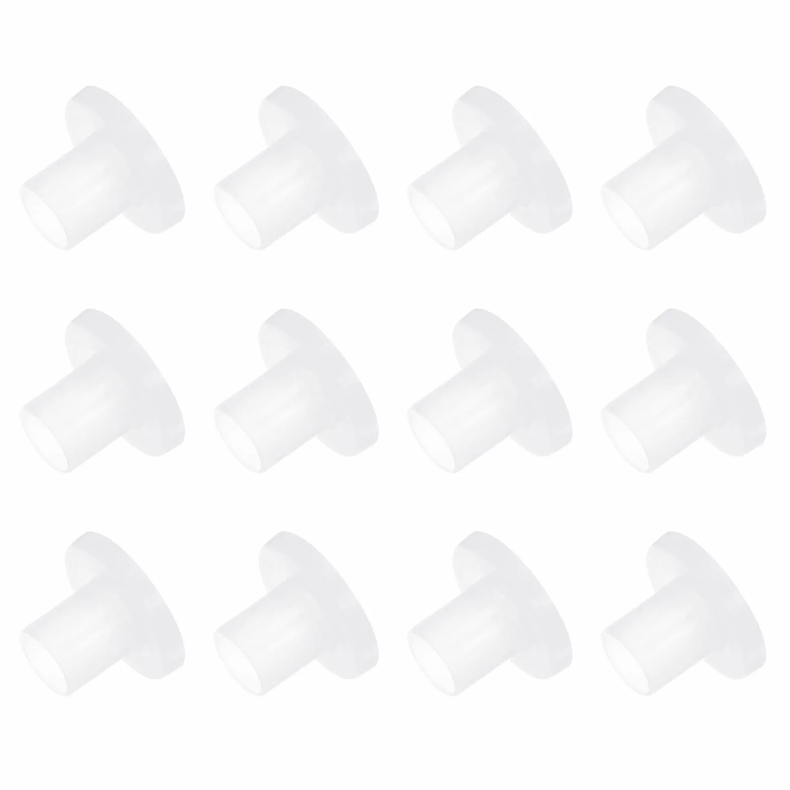 12 sztuk nylonowych tulejek kołnierzowych [otwór 4 mm x wysokość 5 mm x długość 7 mm] Nylonowe tuleje z tworzywa sztucznego do drzewa, białe