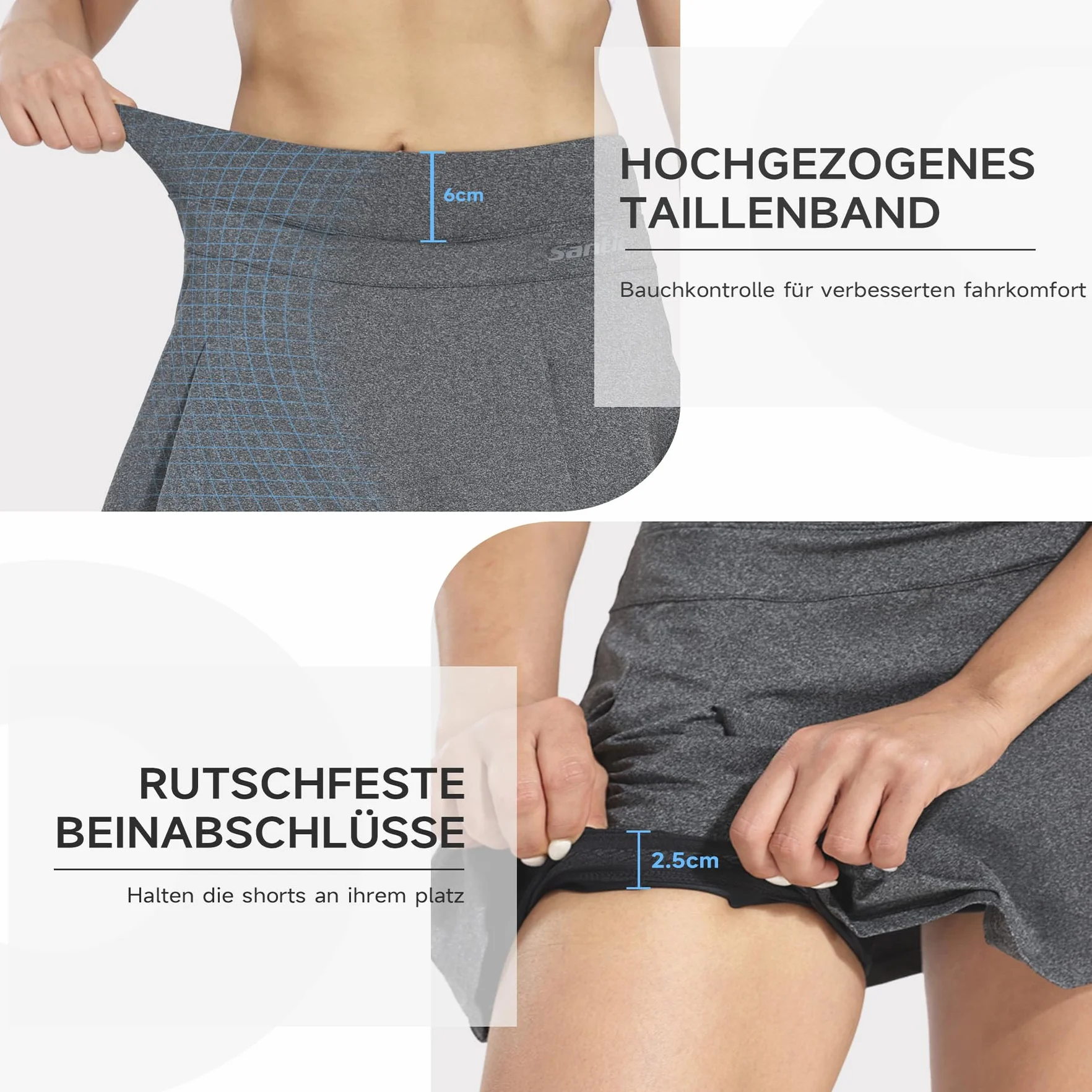 Santic Spódnica rowerowa damska 2 w 1 z kieszenią, spodenki wewnętrzne z wkładką