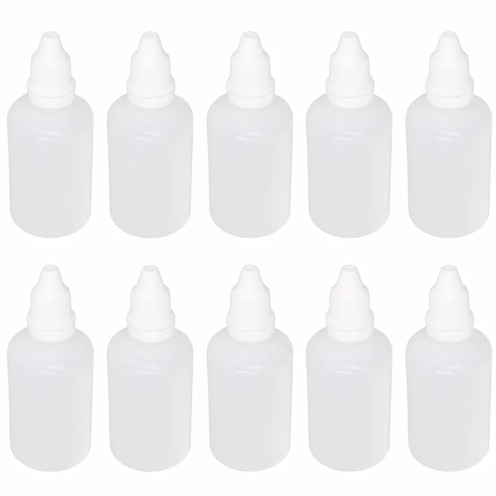 Othmro Plastikowa biała półprzezroczysta butelka z zakraplaczem 50 ml małe butelki z kroplami pusta wyciskana butelka na płyn do oczu 10 szt