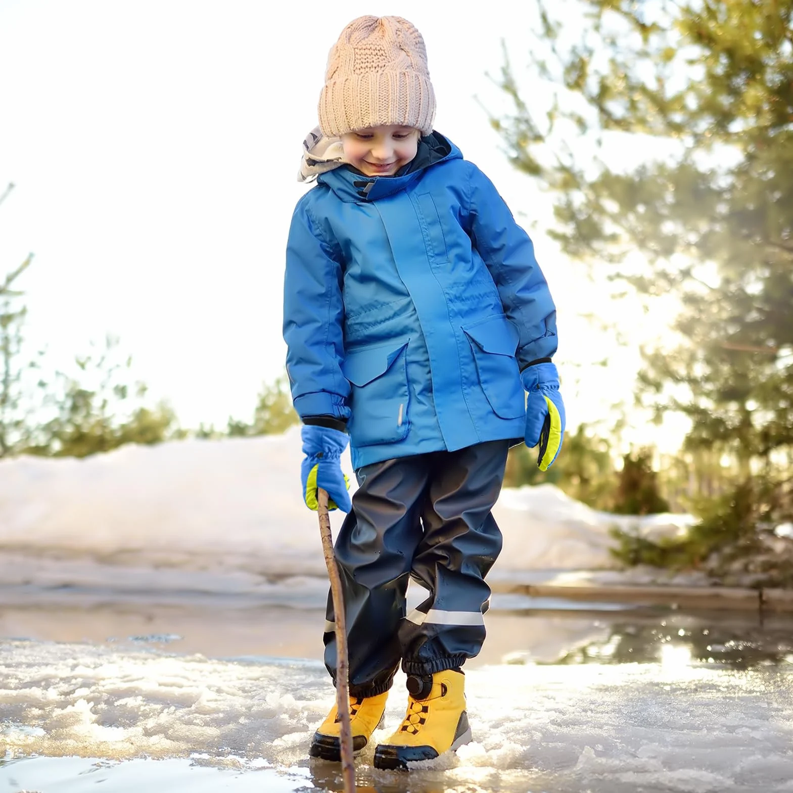 Azarxis Dziecięce Zimowe Rękawiczki Narciarskie Wodoodporne Rękawice Śnieżne do Snowboardu