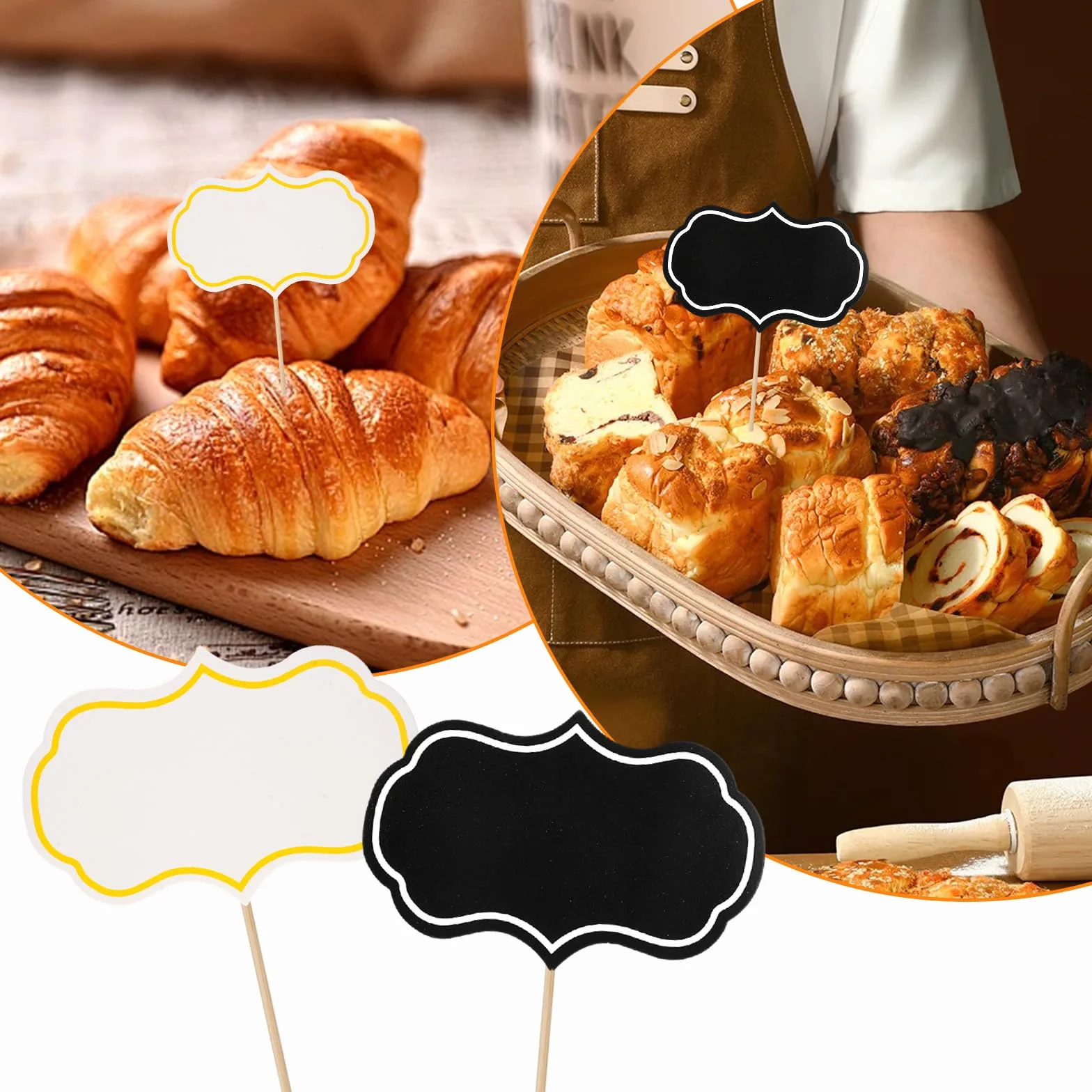 100 sztuk tabliczek do ciasta w formie bufetu, do wkładania, sera, ciasta, babeczek, z 2 zmywalnymi pisakami, tabliczki bufetowe do opisywania etykiet na imprezę, do etykiet z ceną, kanapek