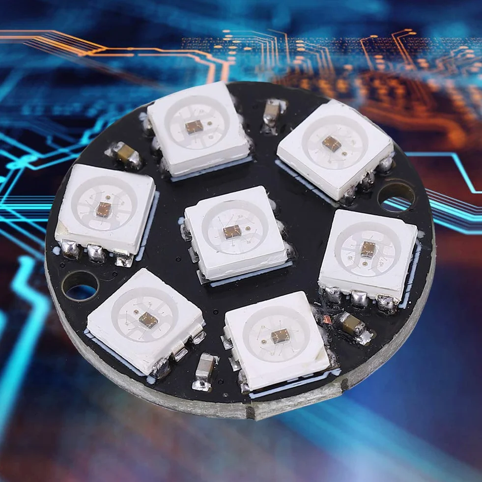 10 Sztuk Sterownik Led, Okrągłe Wbudowane światło Kolorowe WS2812 Ws2812b Płytka Rozwojowa Pierścienia 7bit Led RGB Cjmcu 7 Bit WS2812 5050 RGB