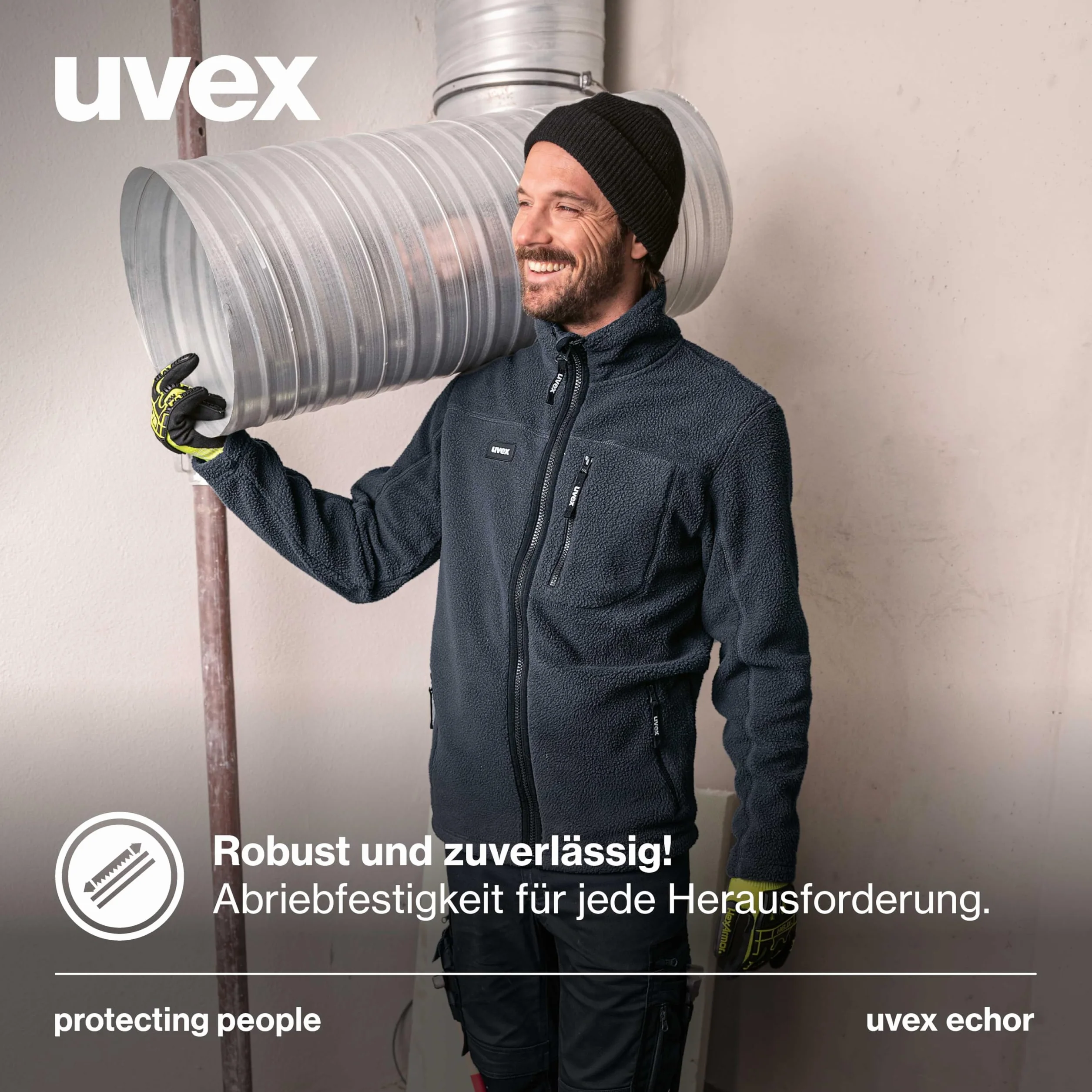 Uvex Echor kurtka polarowa, męska kurtka robocza, kurtka outdoorowa z polarem Sherpa