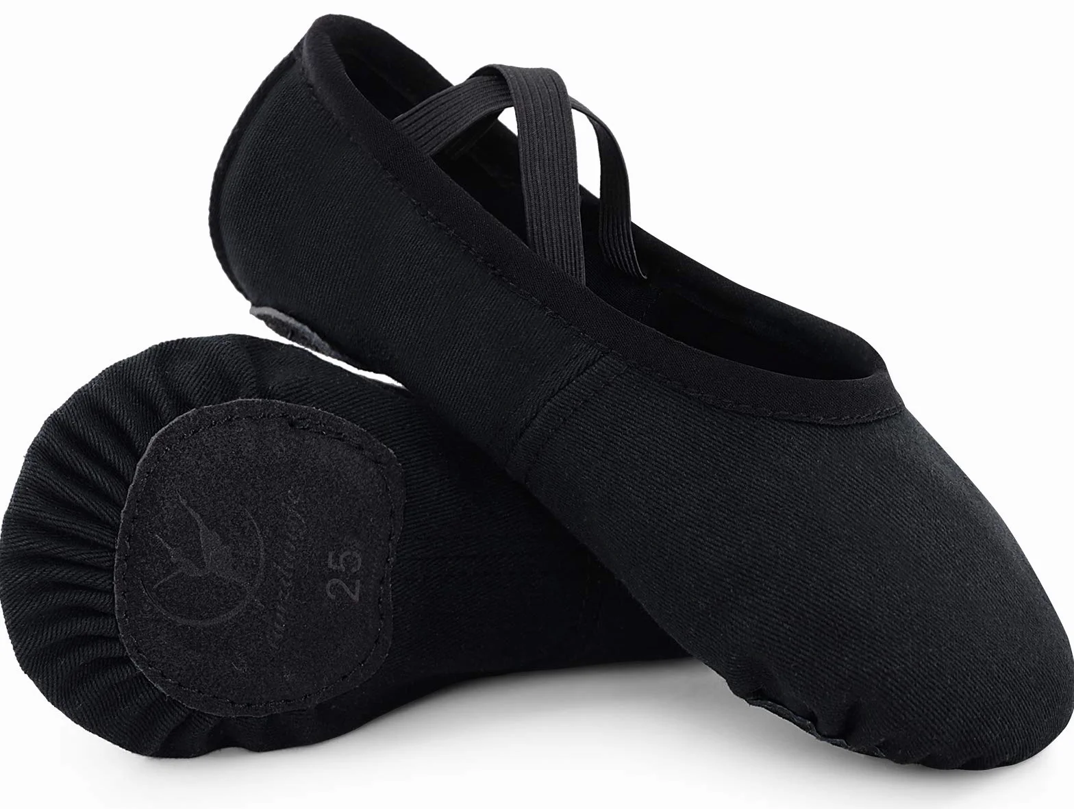 Buty baletowe dla dziewczynki elastyczne płótno podzielona skórzana podeszwa czarny 30 EU
