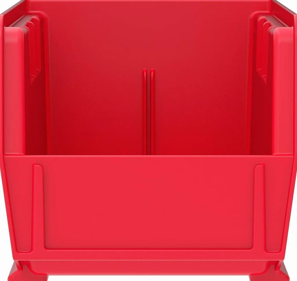 Akro-Mils 30230 AkroBins Plastic Storage Bins, Space-Saving Stackable Bins for Garage, Pantry, Craft Organization, 11-" x 5-" x 5-", Red, 12-Pack
