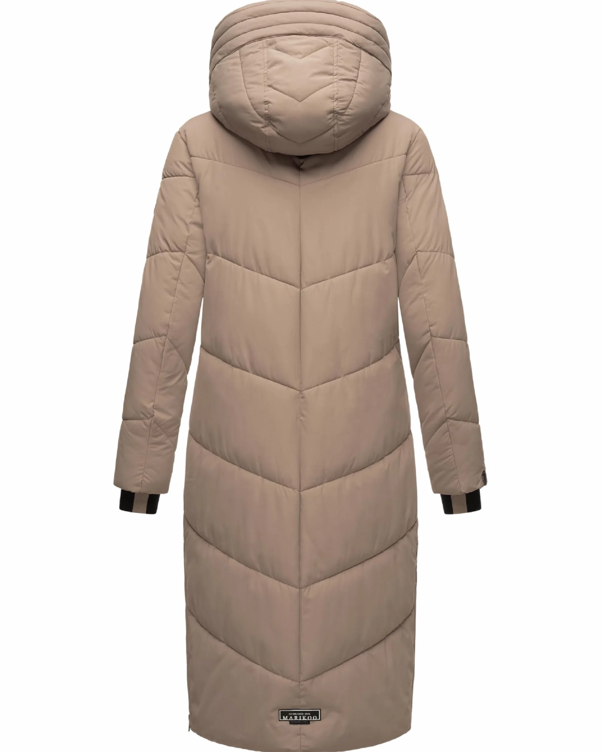 MARIKOO Damski Płaszcz Zimowy Ciepły Płaszcz Pikowany Długi z Kapturem i Odpinanym Kołnierzem ze Sztucznego Futra Nadaree XVI XS-XXL