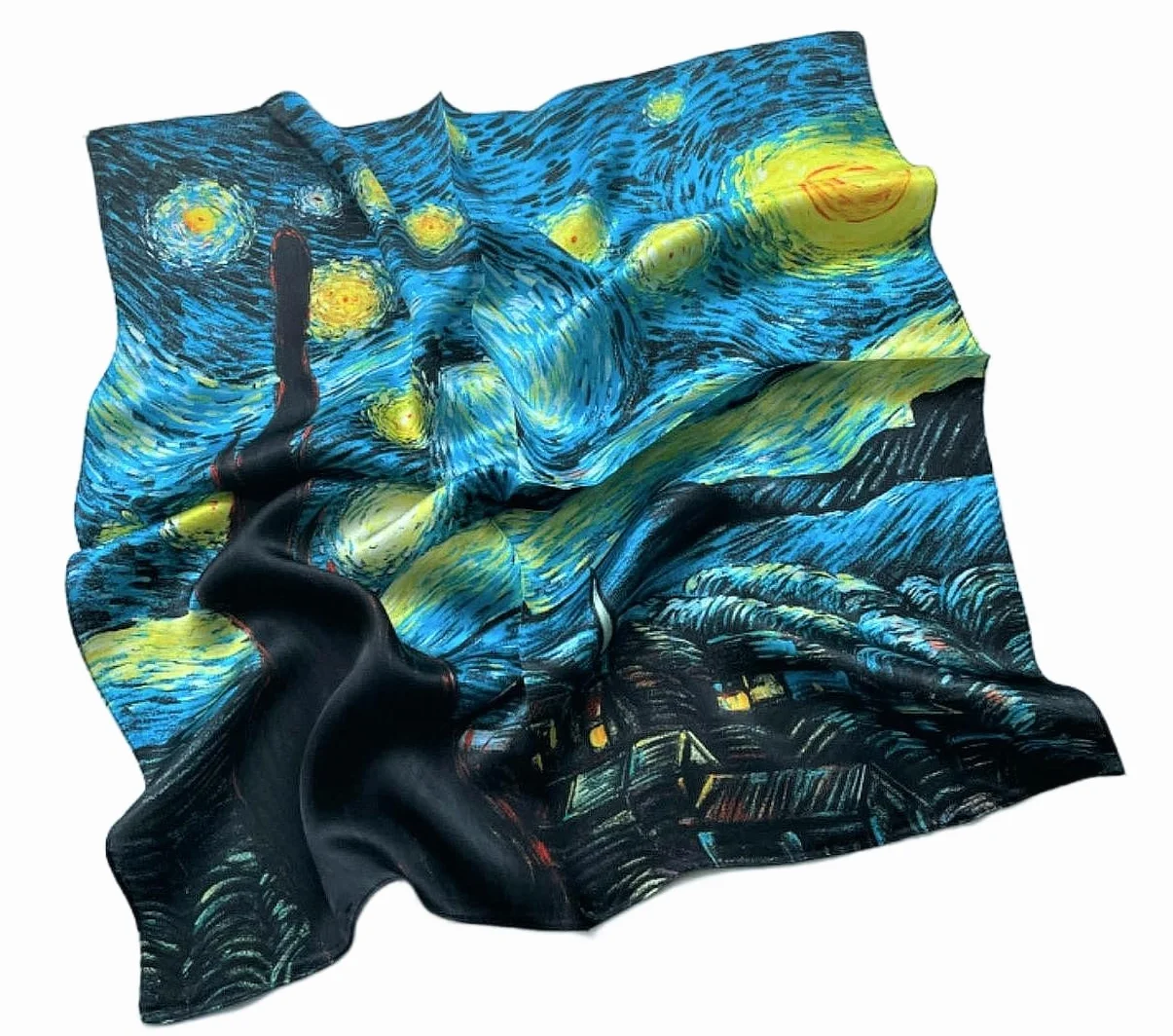 Jedwabna chusta na szyję damska bandana artystyczny druk