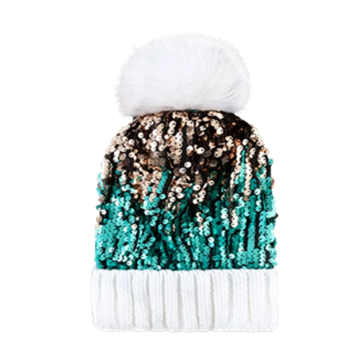 Czapka Beanie Czapka zimowa damska ciepła z brokatem cekinami dzianinowa czaszka czapka narciarska (jeden rozmiar)