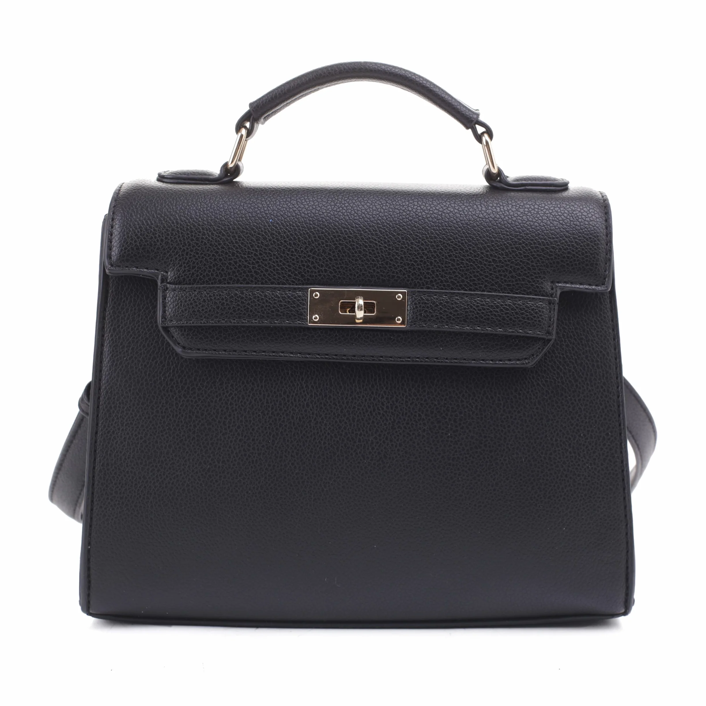EVVE Damska tornister z górnym uchwytem z odpinanym paskiem mała kamykowa skórzana modna torba crossbody