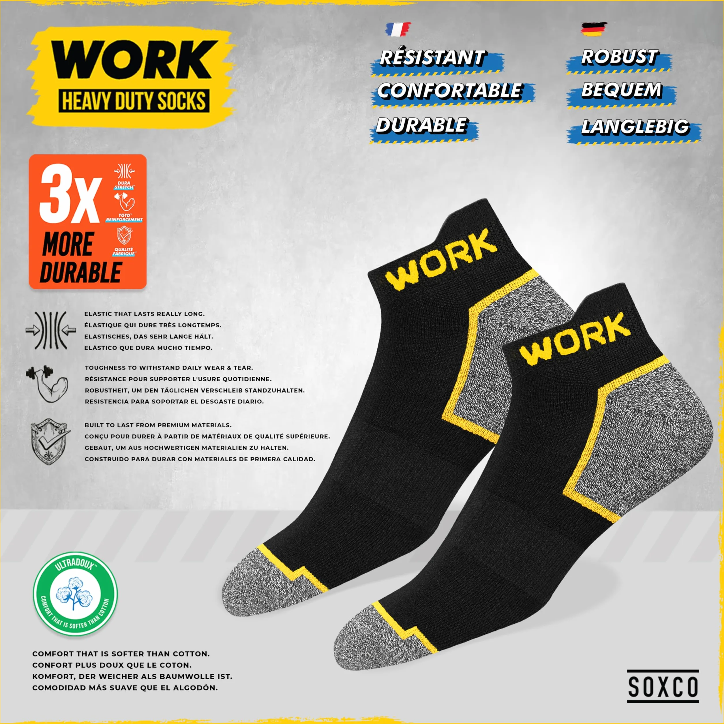 SOXCO WORK 10 par krótkich skarpet dla mężczyzn i kobiet, skarpety do sneakersów