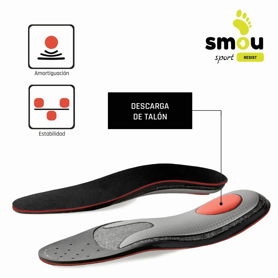 SMOU SPORT RESIST Wkładka Sportowa z Pianki z Pamięcią Kształtu dla Kobiet i Mężczyzn |Bieganie-Maraton |Odciążenie Sródstopia i Pięty |Wsparcie Luku Stopy |Amortyzacja |Do Butów Sportowych (37-38 EU)
