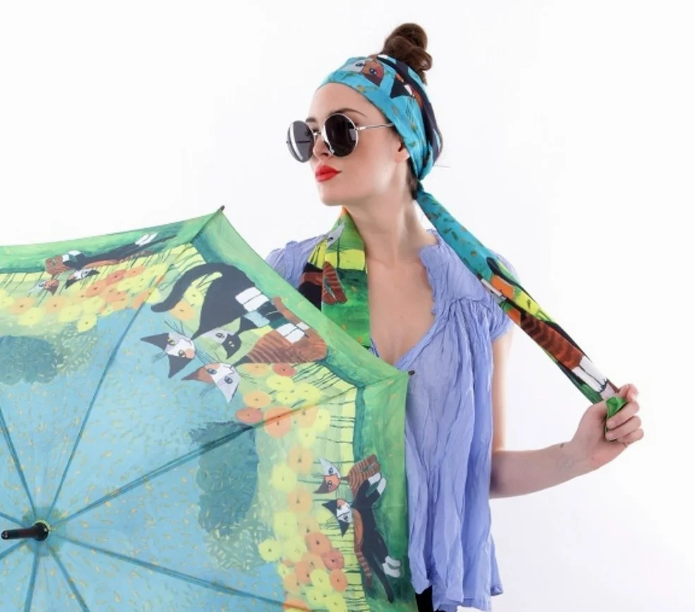 VON LILIENFELD apaszka damska 100% jedwab Rosina Wachtmeister All together motif scarf jedwabna apaszka 172 x 42 cm