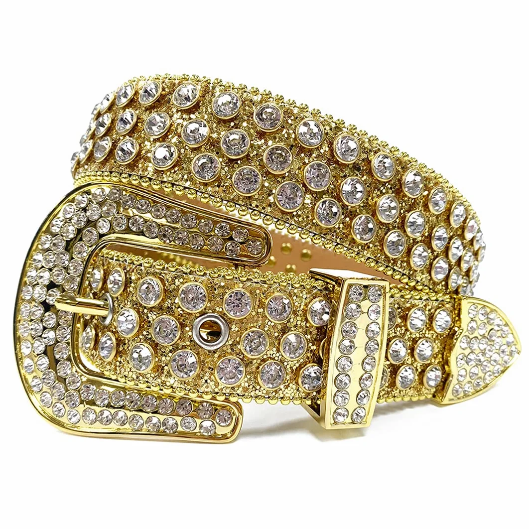 Różowy kryształ górski pasek damski męski jakość kryształ wysadzany paskiem mężczyzna kobiety Ceinture Femme Cinto De Strass do dżinsów deeratywne białe złoto 122 cm