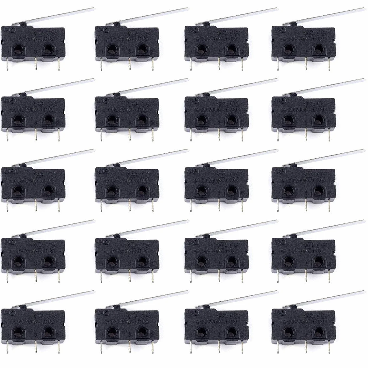 20-pak mikro przełącznik ograniczeniowy ramię dźwigni długie 28 mm SPDT 3 bolce 3 zaciski przełącznik chwilowy 5A 125 250 V AC dla Arduino