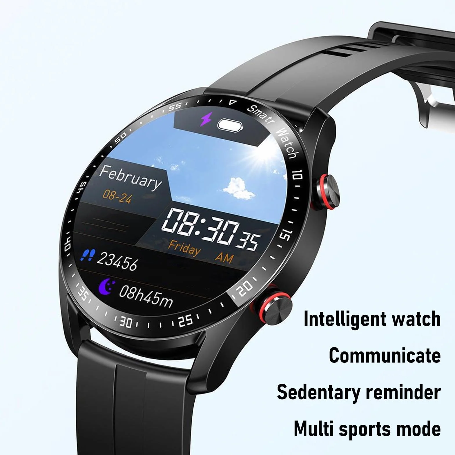 ASHATA Inteligentny Zegarek, Business Watch Professional Watch z 1.5 Cali Pełny Ekran Dotykowy 4 Twarze Zegarków BT Call Powiadomienia Fitness Tracker dla Mężczyzn Kobiety