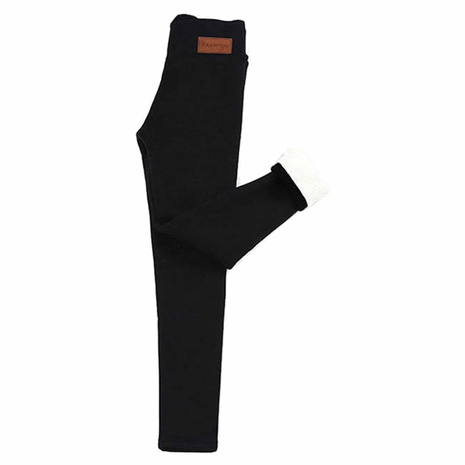 Wygodne i ocieplane legginsy damskie na mroźne zimowe dni, Czarny, XL