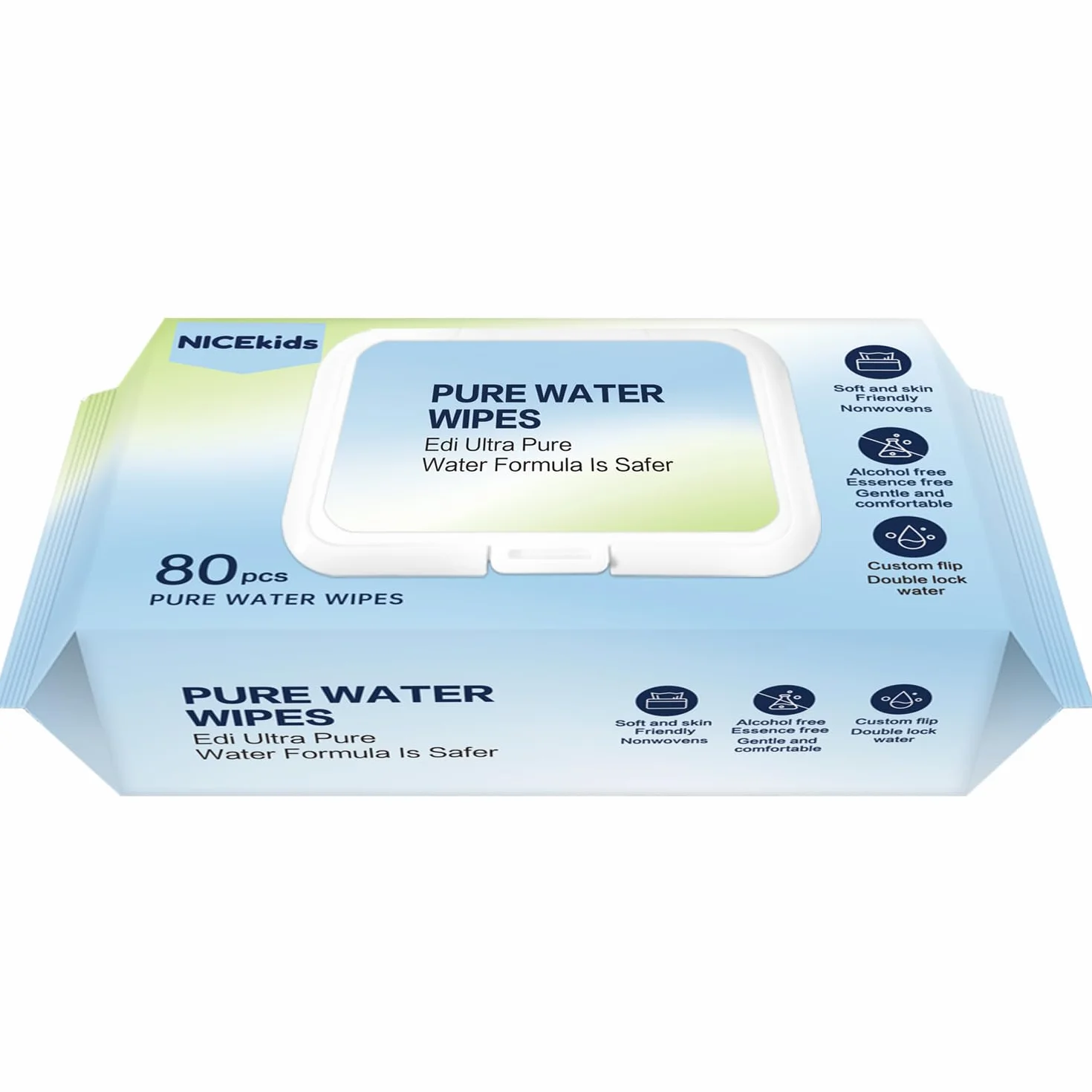 NICEkids Chusteczki Nawilżane Pure Water Wipes | Chusteczki Nawilżane dla Niemowląt, Delikatne Oczyszczanie dla Wrażliwej Skóry, Wielofunkcyjne Chusteczki do Czyszczenia 99,9% Woda (12x80 szt)