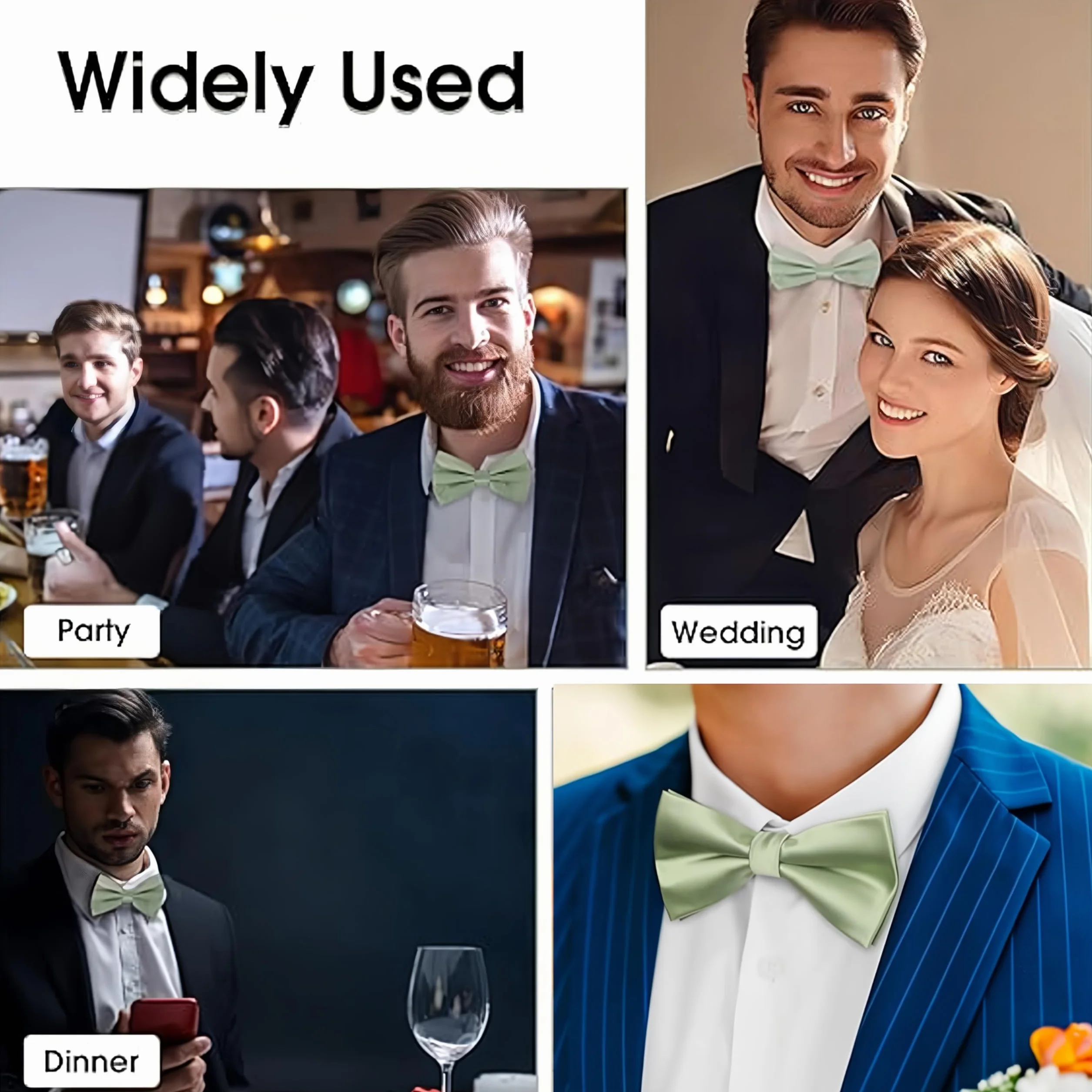Zestaw muszki męski Zielony z chusteczką i spinkami do mankietów, Eleganckie krawaty dla mężczyzn, Zielona muszka męska na garnitur i ślub, Akcesoria do krawata męskiego Zielony