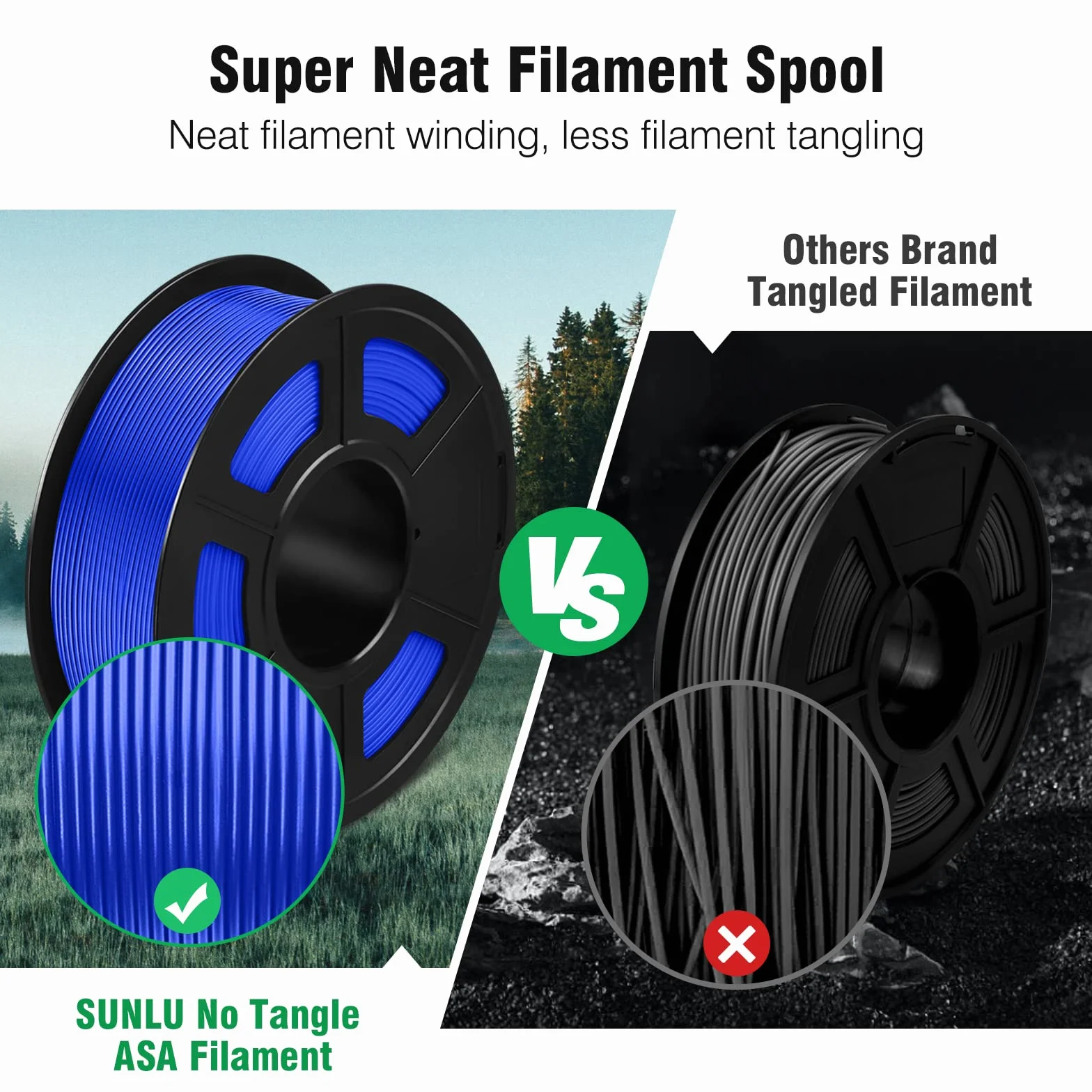 SUNLU ASA Filament 1,75 mm, Odporny na Promieniowanie UV/Deszcz/Ciepło Filament do Drukarek 3D, Wytrzymały Filament 3D, Szpula 1KG ASA Niebieski