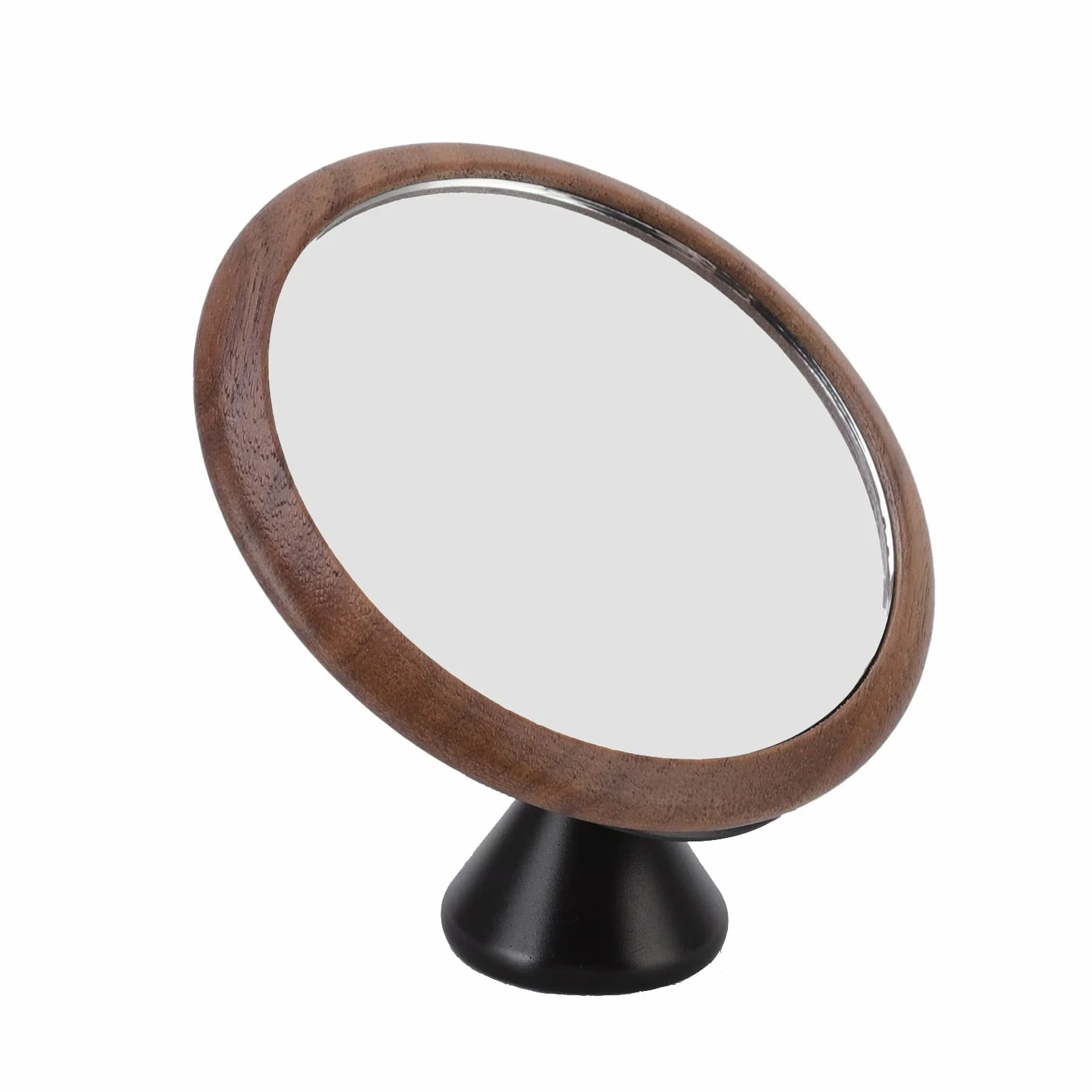 Espresso Mirror, Obrót o 360 Stopni Obserwacja Natężenia Przepływu Kawy Lustro Odblaskowe Średnica 2,4 Cala Manipulowanie kawą Lustro Odblaskowe Orzech Czarna Podstawa