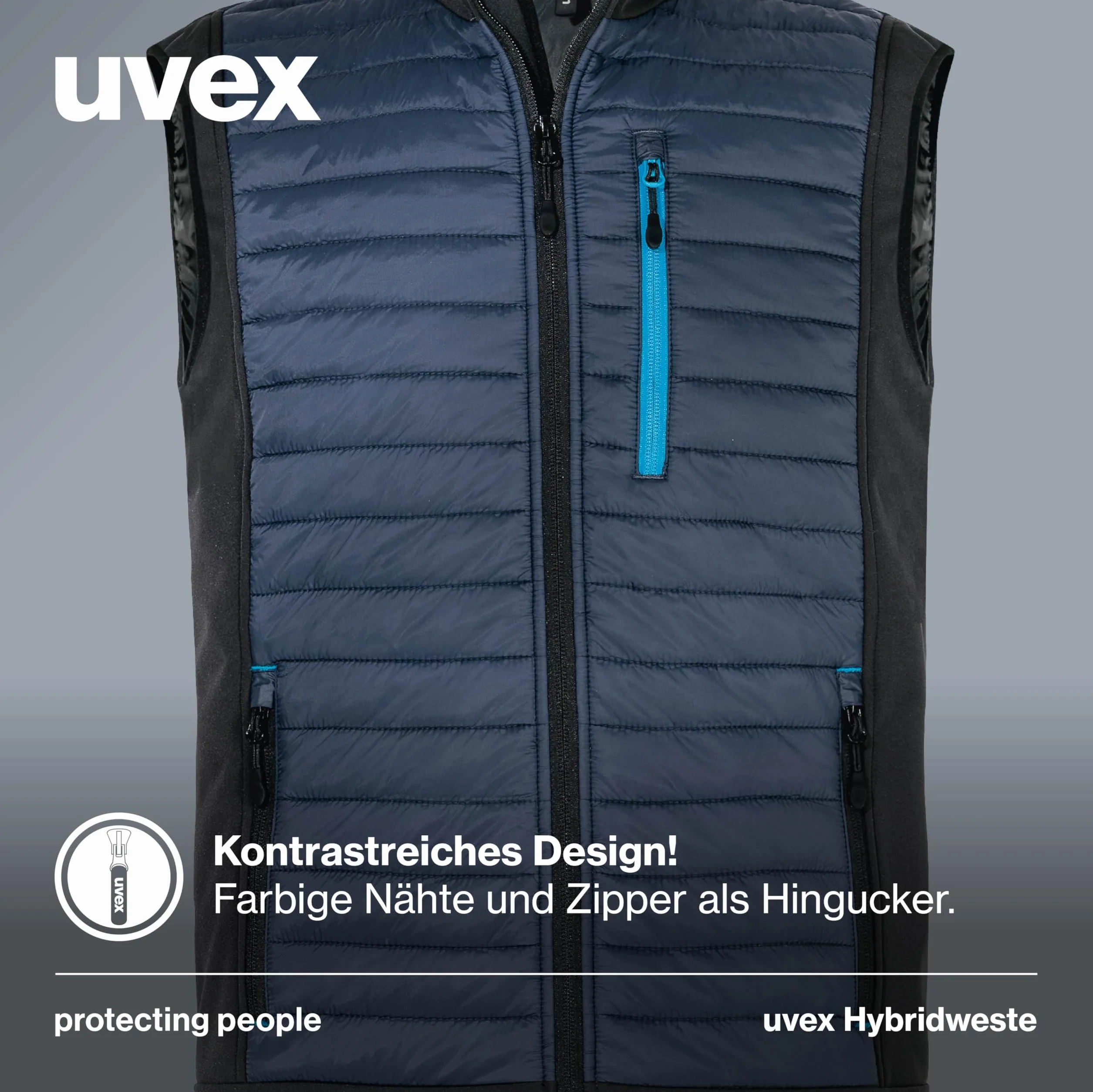 Uvex Tune-up męska kamizelka hybrydowa – pikowana kamizelka – wytrzymała kamizelka robocza