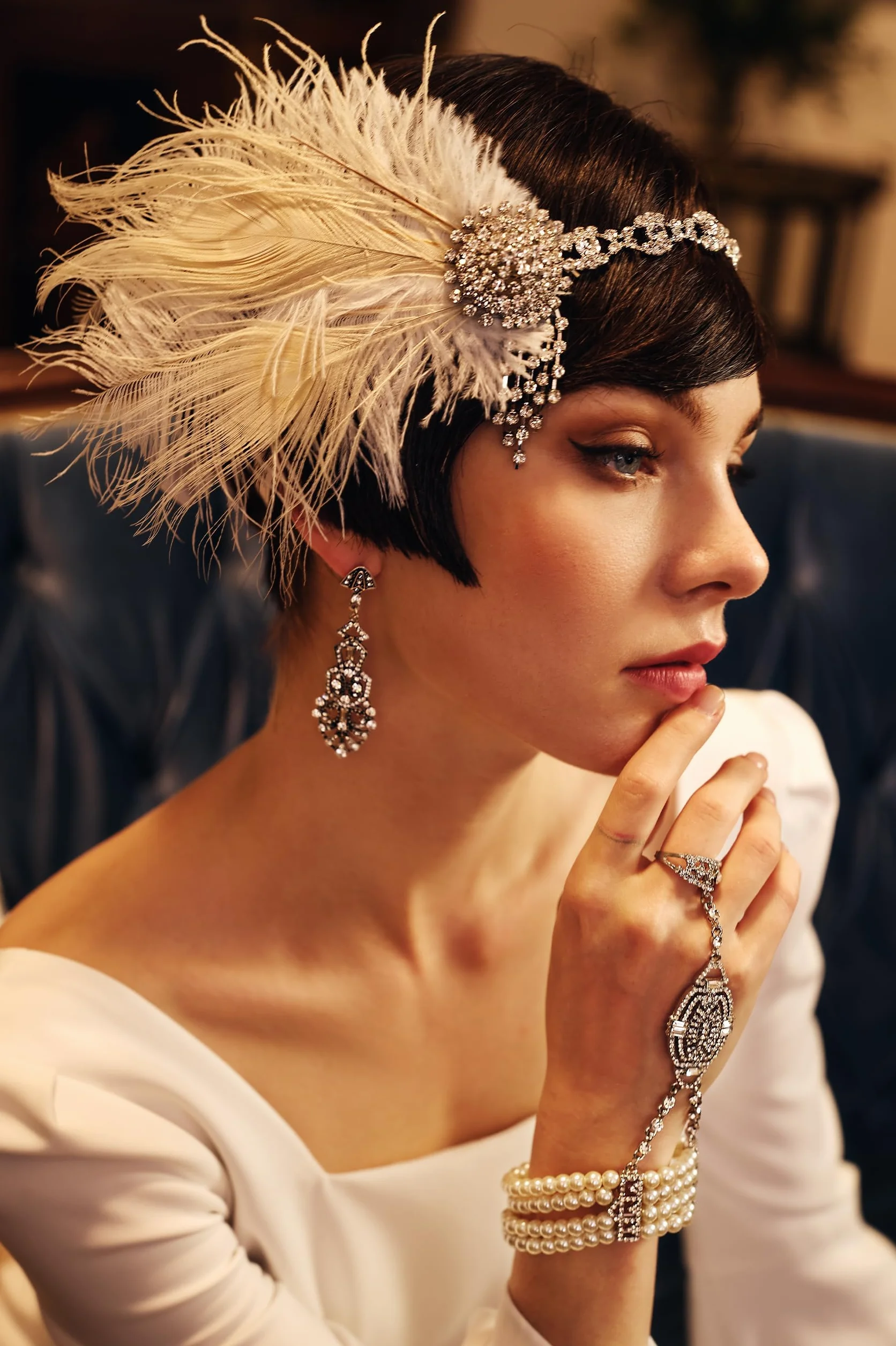 BABEYOND Kolczyki w stylu vintage art deco Gatsby zwisające na imprezę ślub