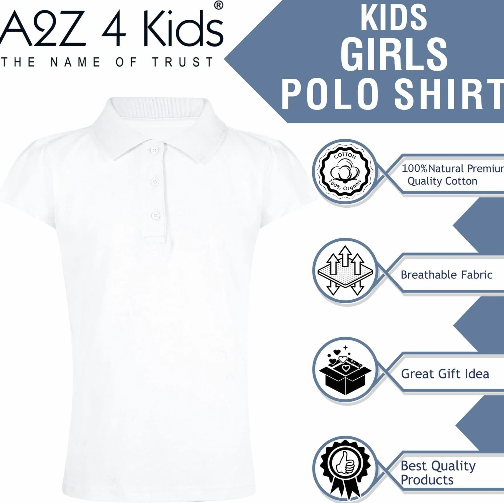 A2Z 4 Kids Dziewczyny Równina Polo Koszule lato Czołg Top Oraz Trójniki Nowy Dorywczy Moda Miękki Czuć Szkoła Koszulki Upominki Dla Dziecięce Wiek 3-13 lat