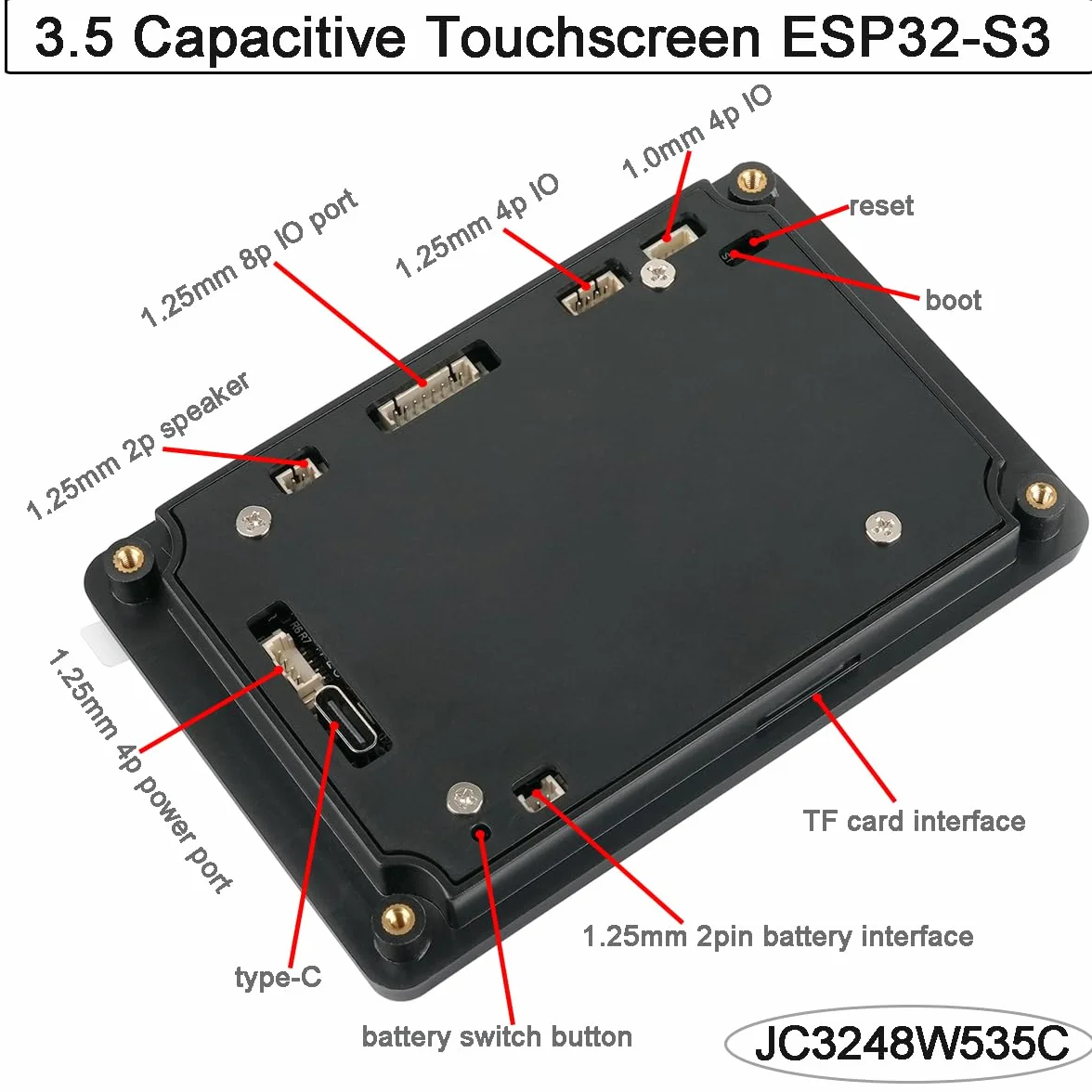 DIYmalls 3.5" ESP32-S3 IPS pojemnościowy ekran dotykowy JC3248W535C moduł TFT LCD 320x480 obsługa odtwarzania muzyki wideo zegar pogoda
