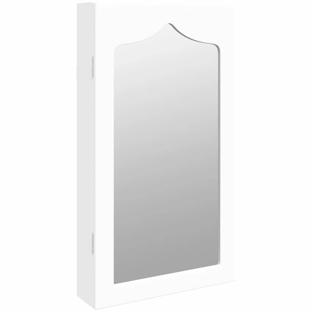 vidaXL Wisząca szafka na biżuterię, z lustrem, biała, 37,5x10x67 cm, lustro podświetlane, szafka łazienkowa z lustrem, szafka łazienkowa z lustrem i oświetleniem