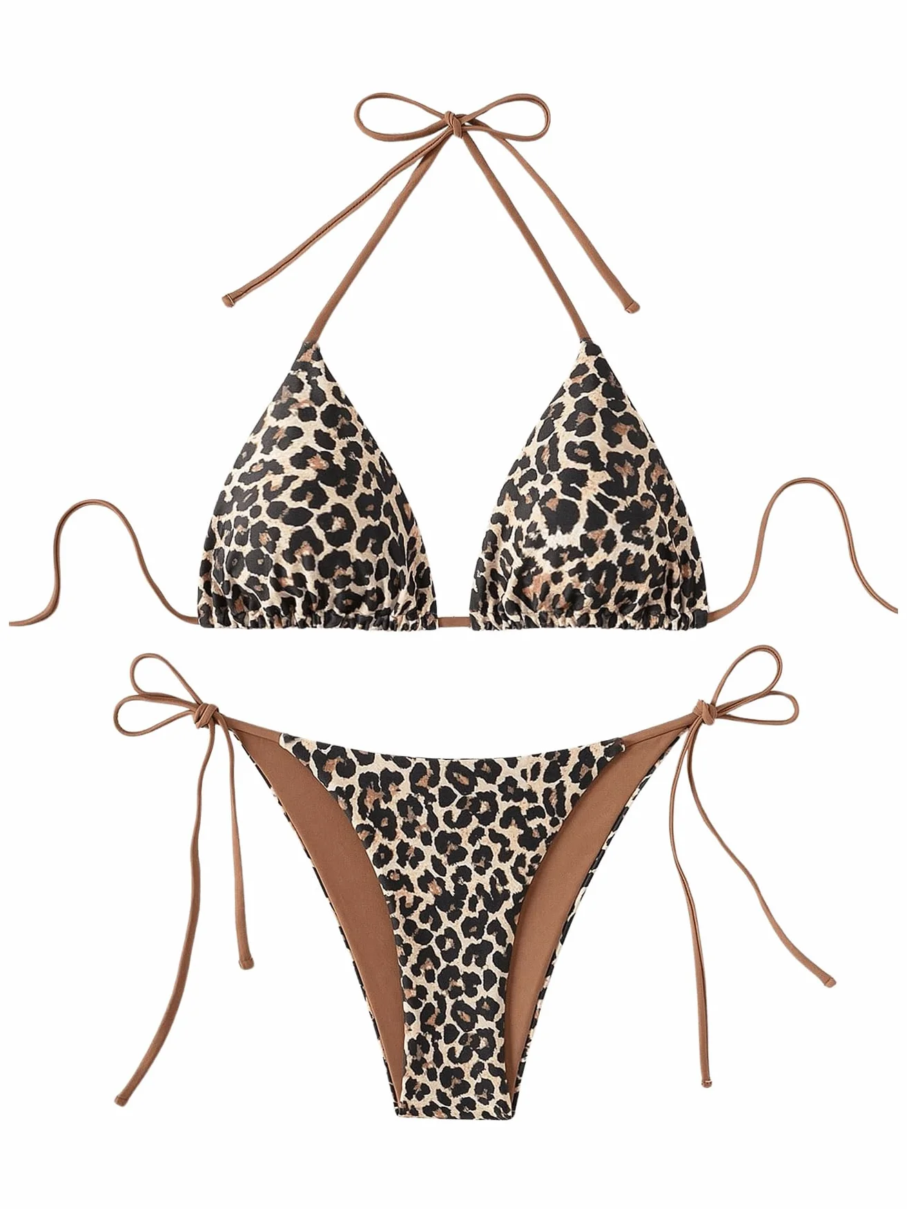 GORGLITTER Zestaw bikini damskie, seksowne stringi trójkątne bikini leo, wiązane na szyi, bikini, lato, plaża, bikini, dwuczęściowy strój kąpielowy, moda kąpielowa