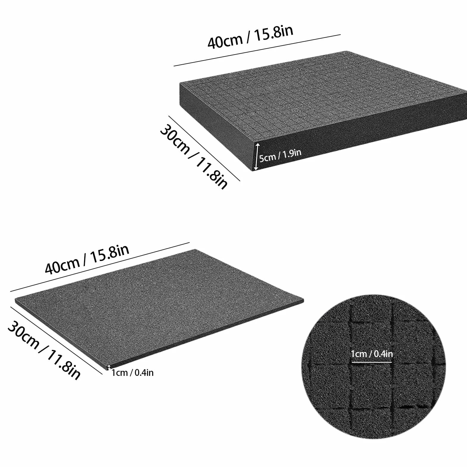 4 sztuki pianki rastrowej w kostce, 2 sztuki 400 x 300 x 50 mm/2 sztuki 400 x 300 x 10 mm walizka narzędziowa walizka na aparat fotograficzny, pianka, do miniatur, narzędzi