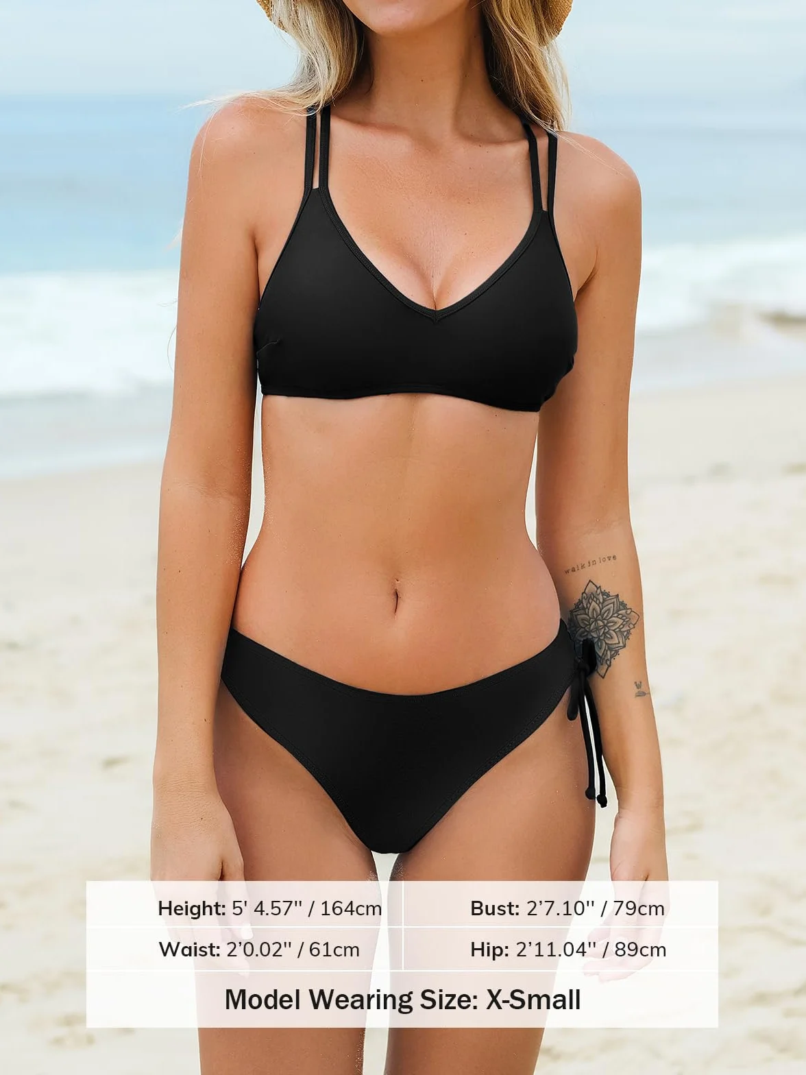 CUPSHE Damski zestaw bikini krzyżowe plecy paski boczne podwójne ramiączka